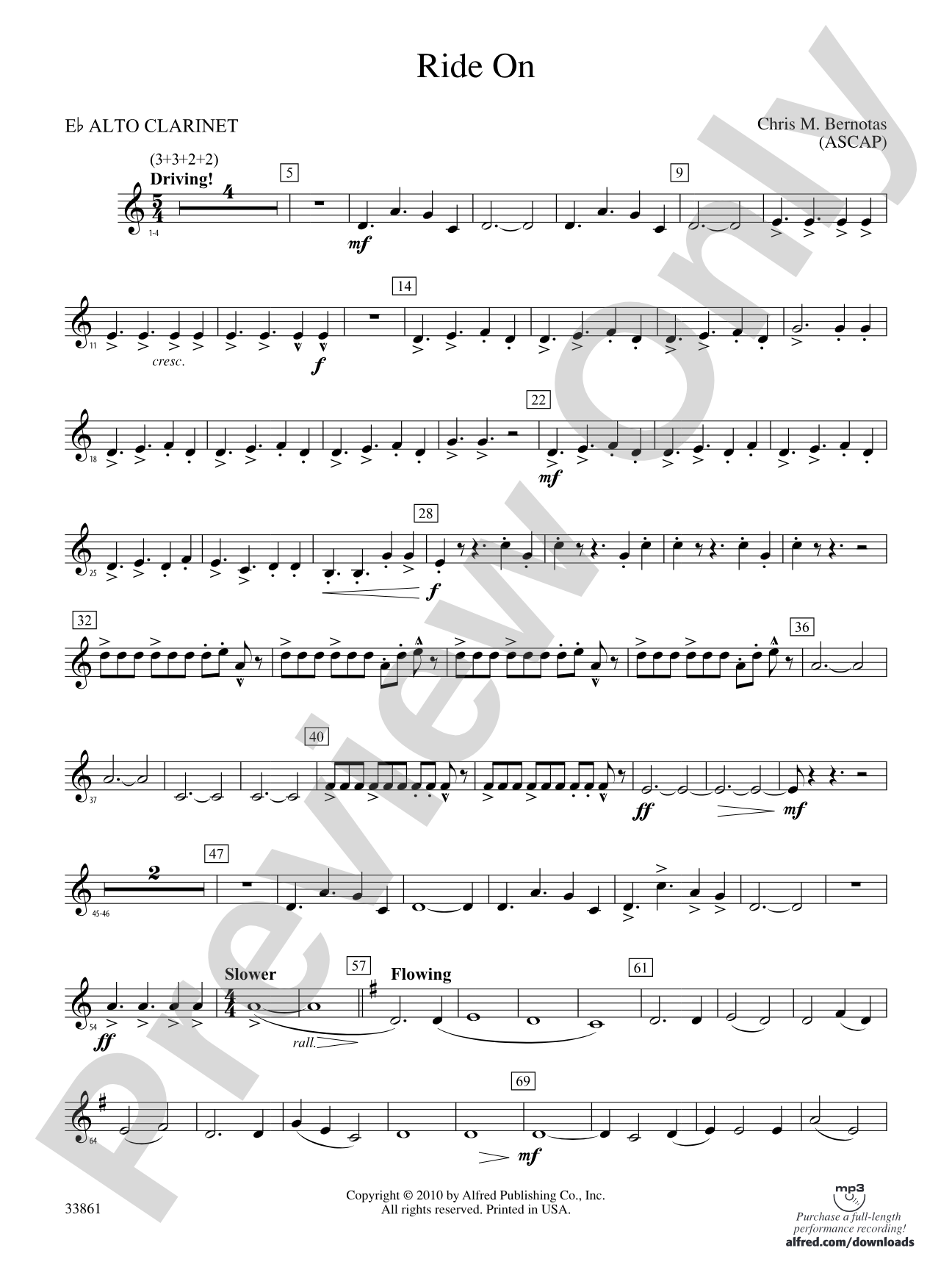 Ride On: (wp) E-flat Alto Clarinet