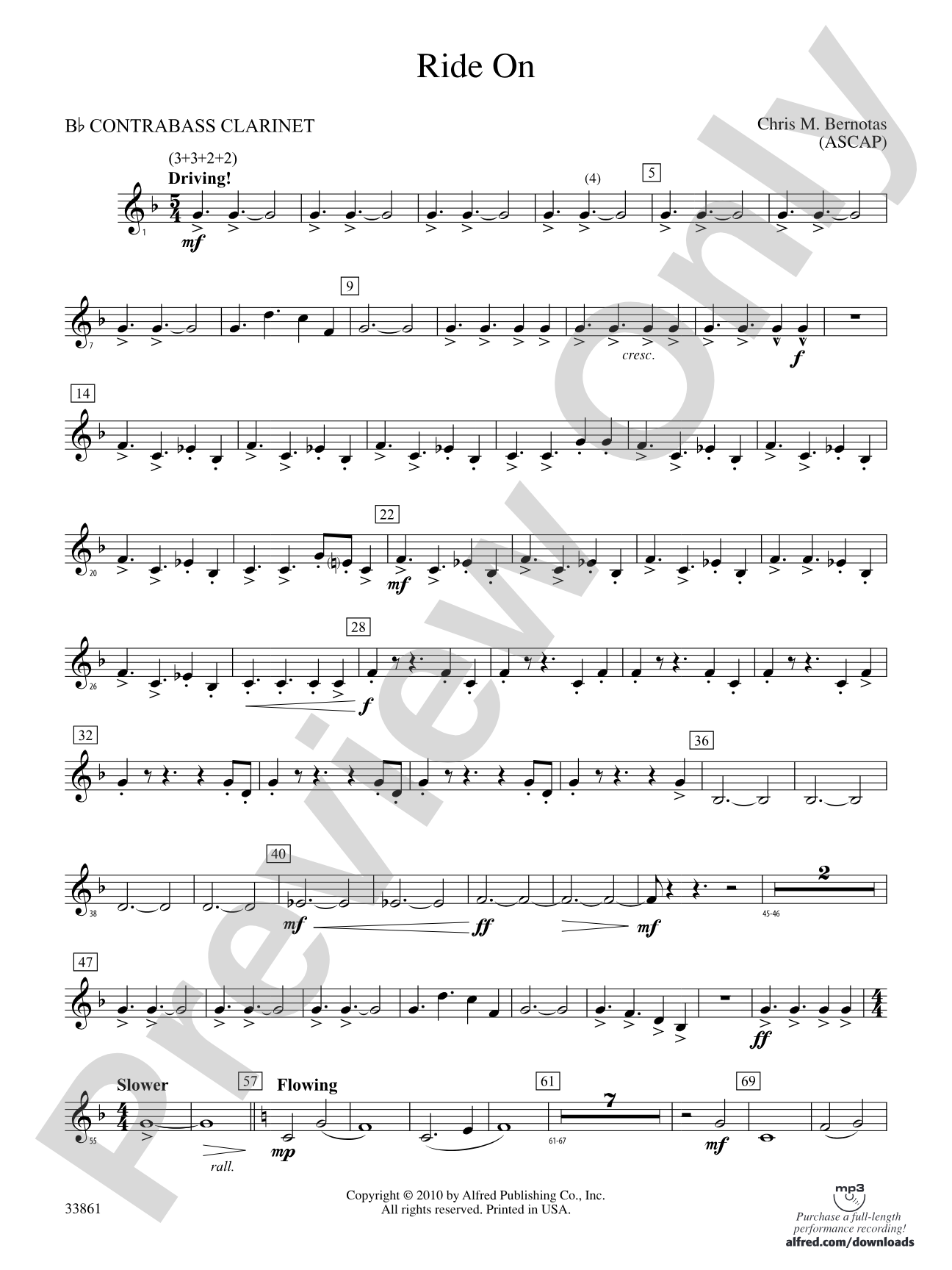 Ride On: (wp) B-flat Contrabass Clarinet