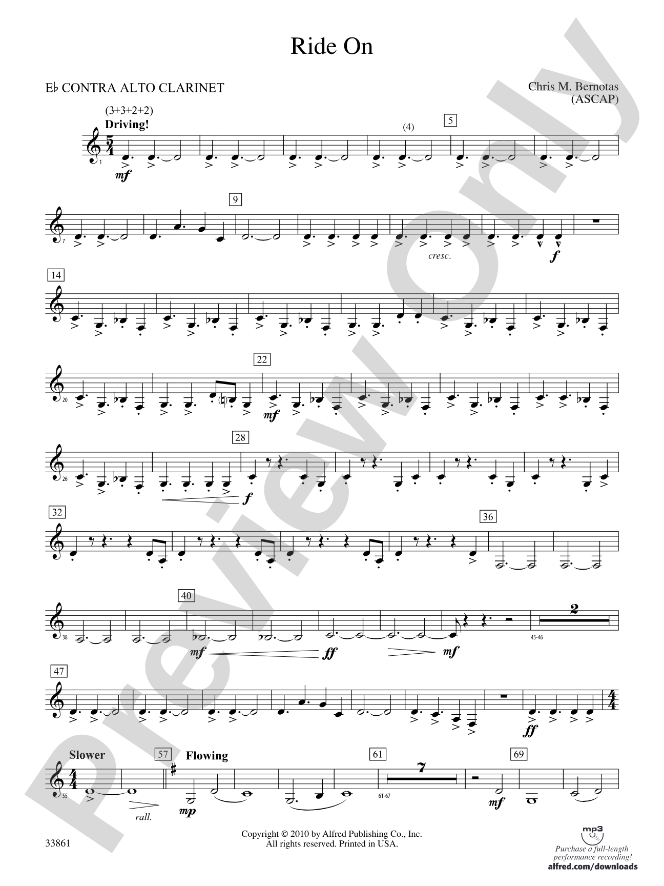 Ride On: (wp) E-flat Contrabass Clarinet