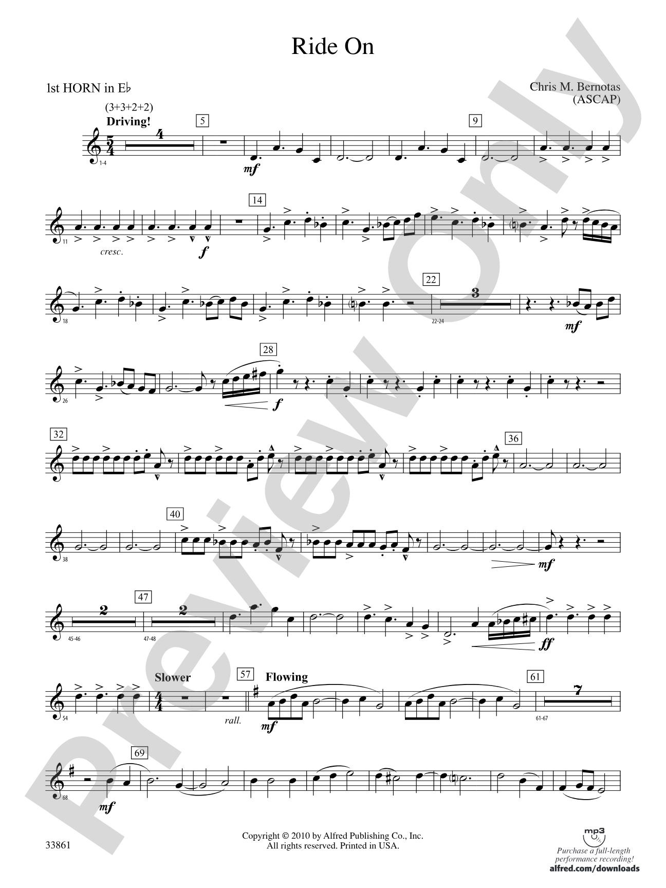 Ride On: (wp) 1st Horn in E-flat