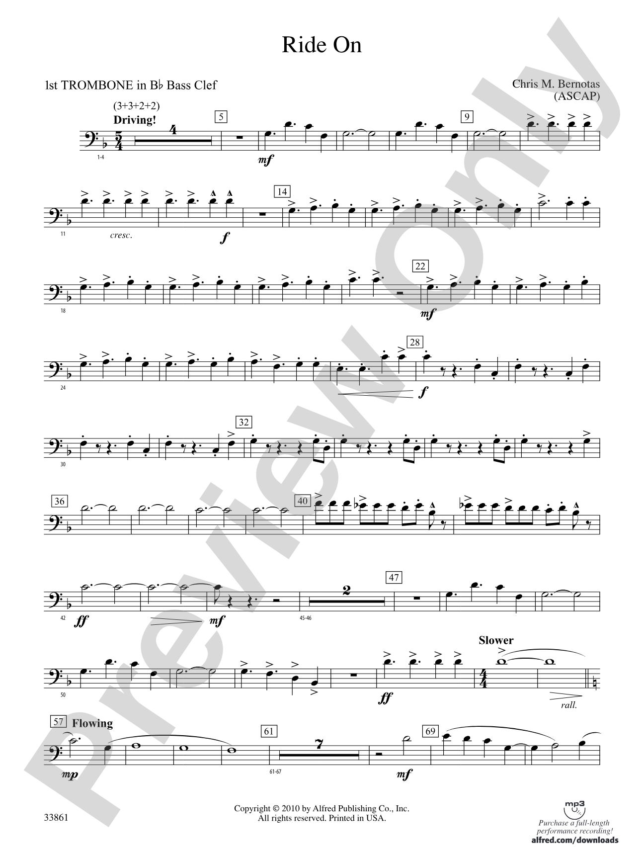 Ride On: (wp) 1st B-flat Trombone B.C.