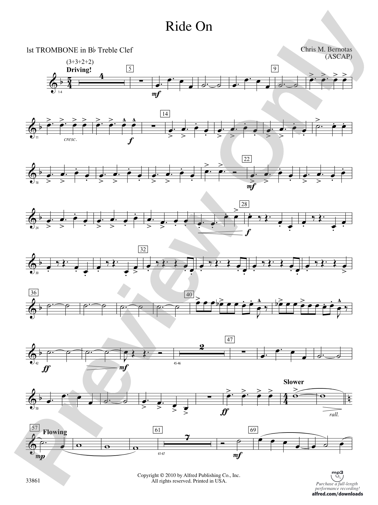 Ride On: (wp) 1st B-flat Trombone T.C.