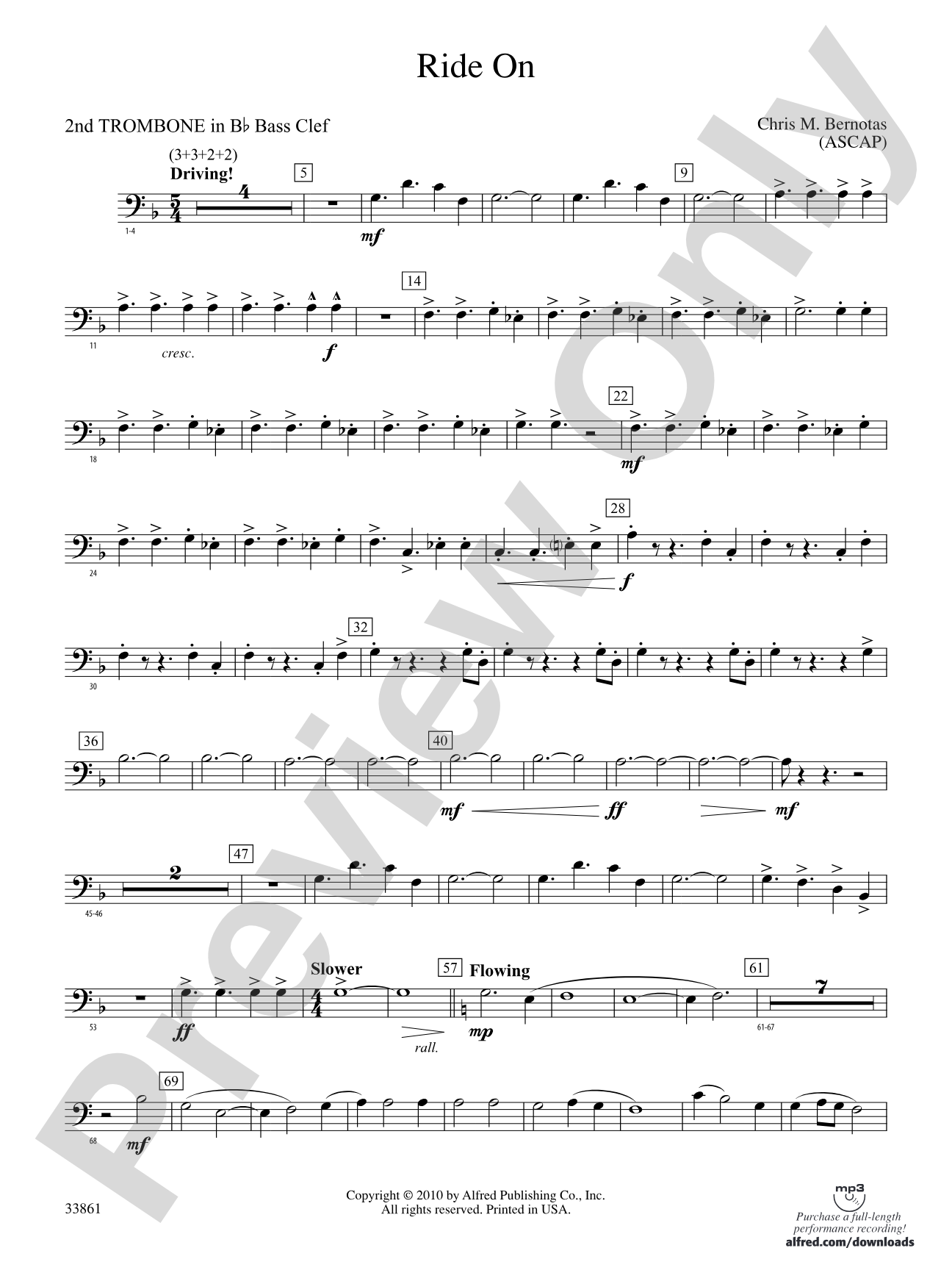Ride On: (wp) 2nd B-flat Trombone B.C.