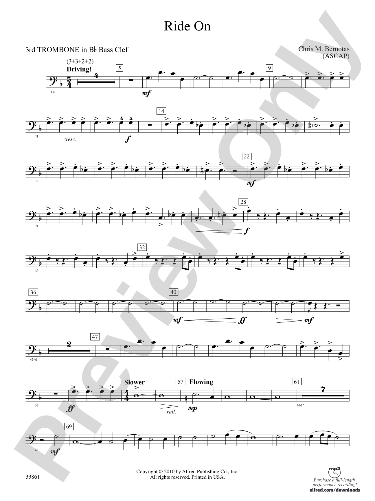 Ride On: (wp) 3rd B-flat Trombone B.C.