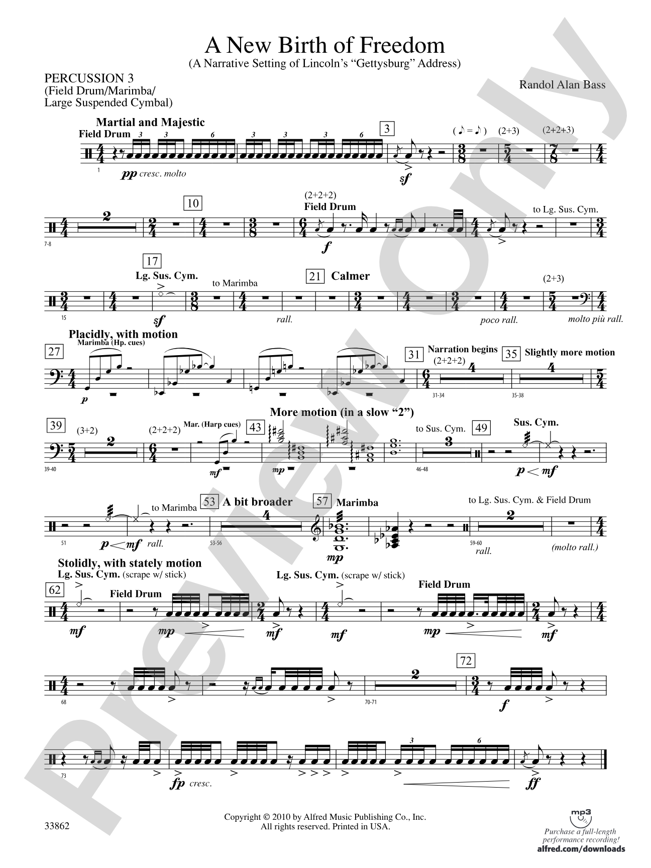 A New Birth of Freedom: 3rd Percussion