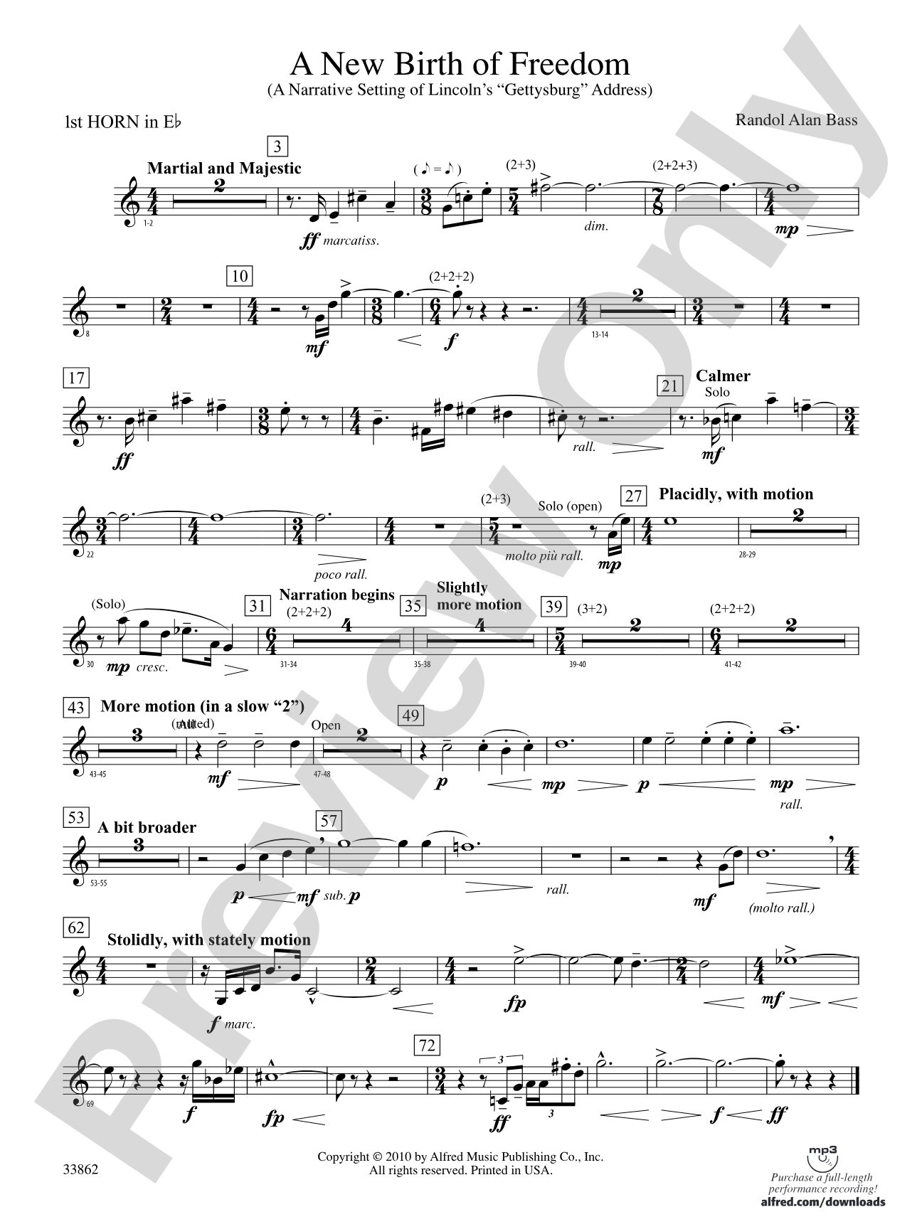 A New Birth of Freedom: (wp) 1st Horn in E-flat