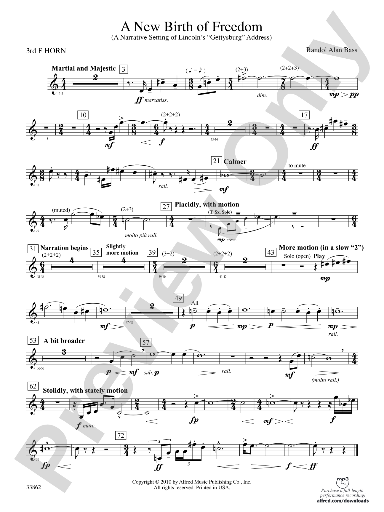 A New Birth of Freedom: (wp) 3rd Horn in E-flat