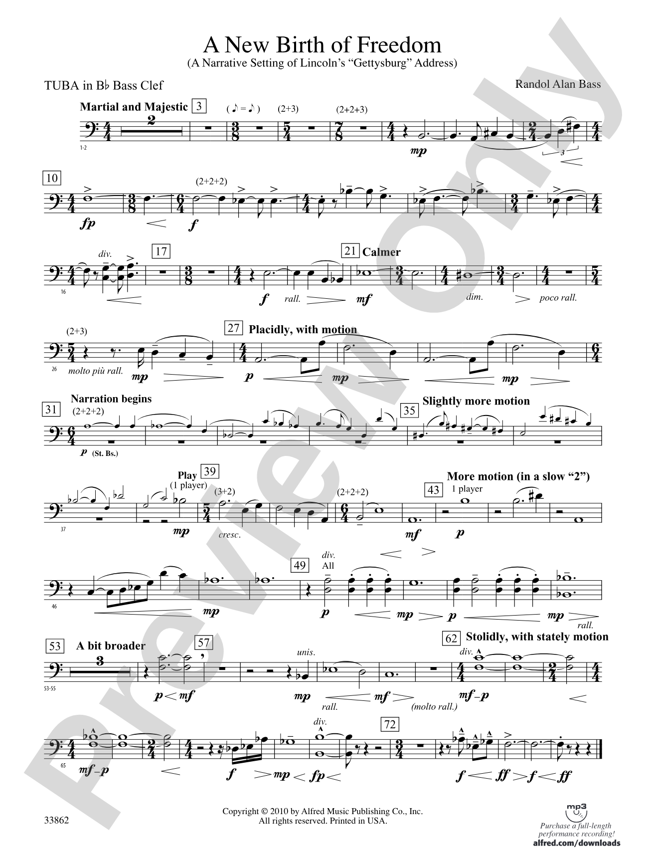 A New Birth of Freedom: (wp) B-flat Tuba B.C.