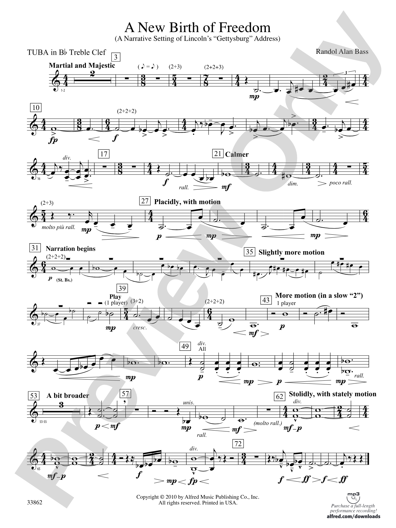 A New Birth of Freedom: (wp) B-flat Tuba T.C.