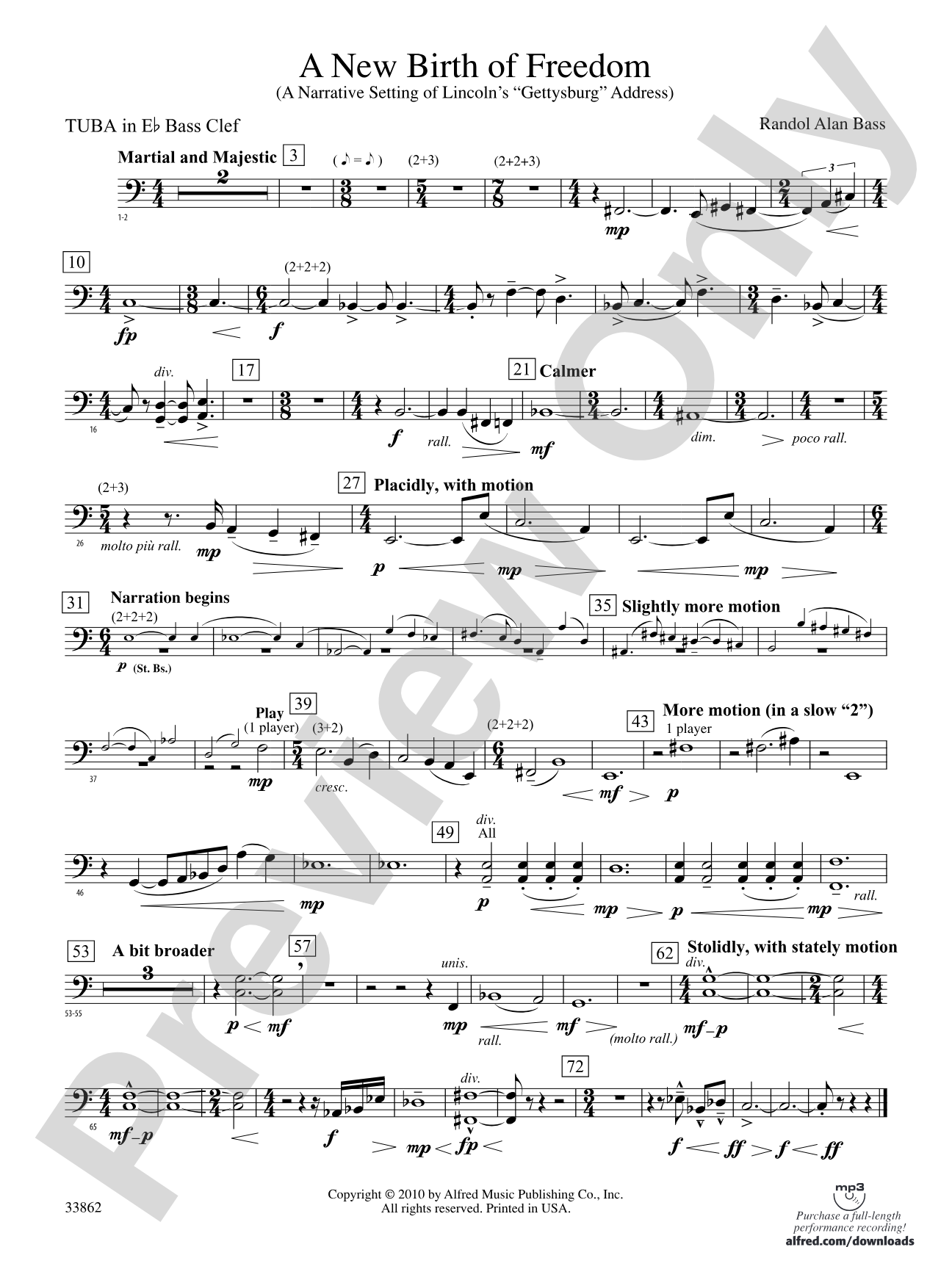 A New Birth of Freedom: (wp) E-flat Tuba B.C.