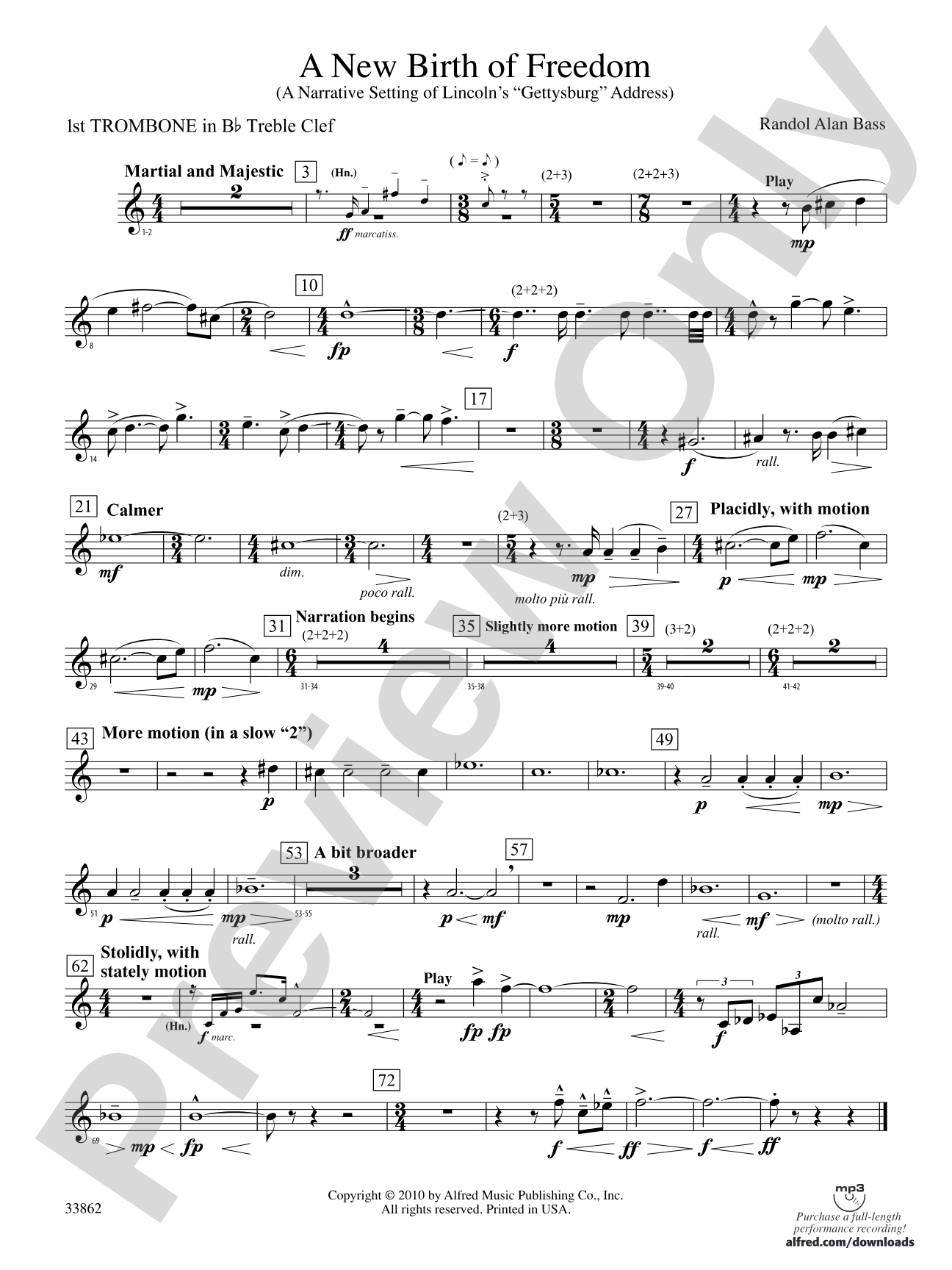 A New Birth of Freedom: (wp) 1st B-flat Trombone T.C.