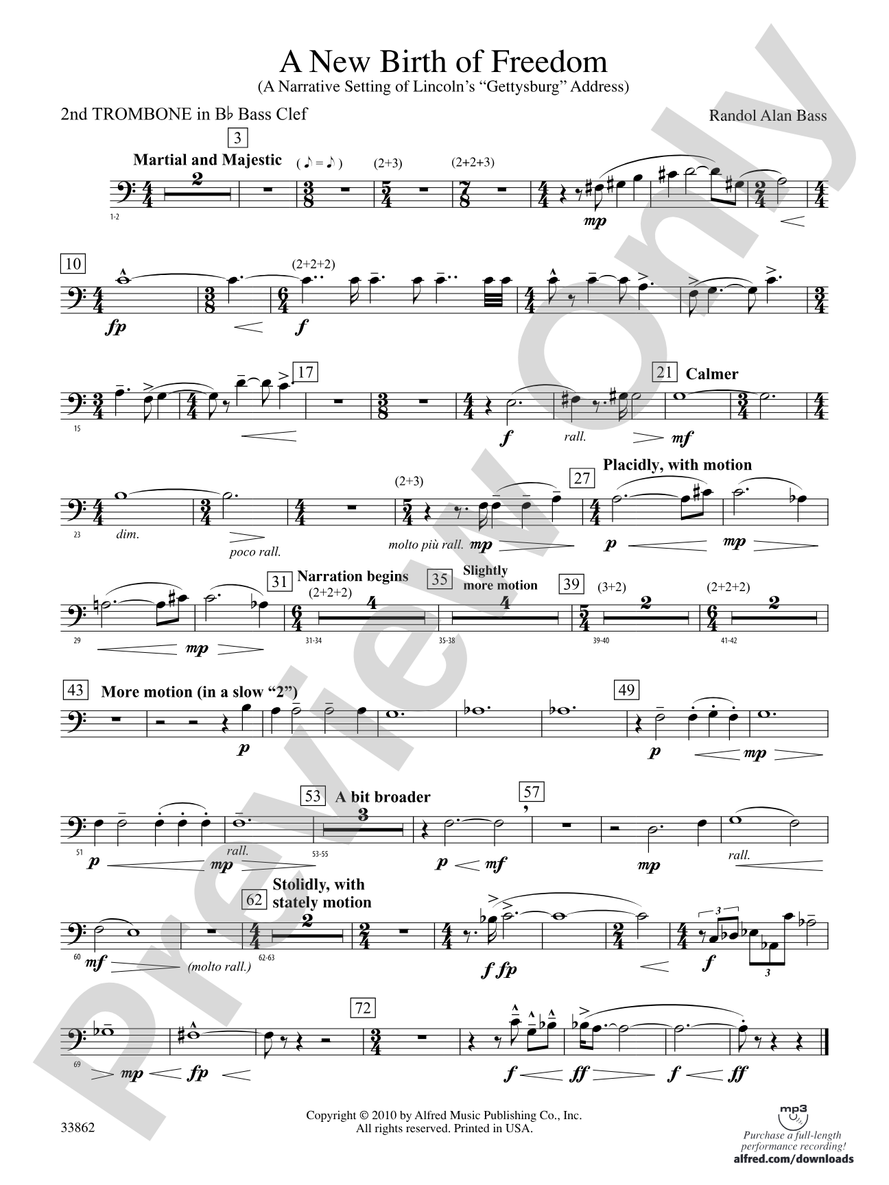 A New Birth of Freedom: (wp) 2nd B-flat Trombone B.C.