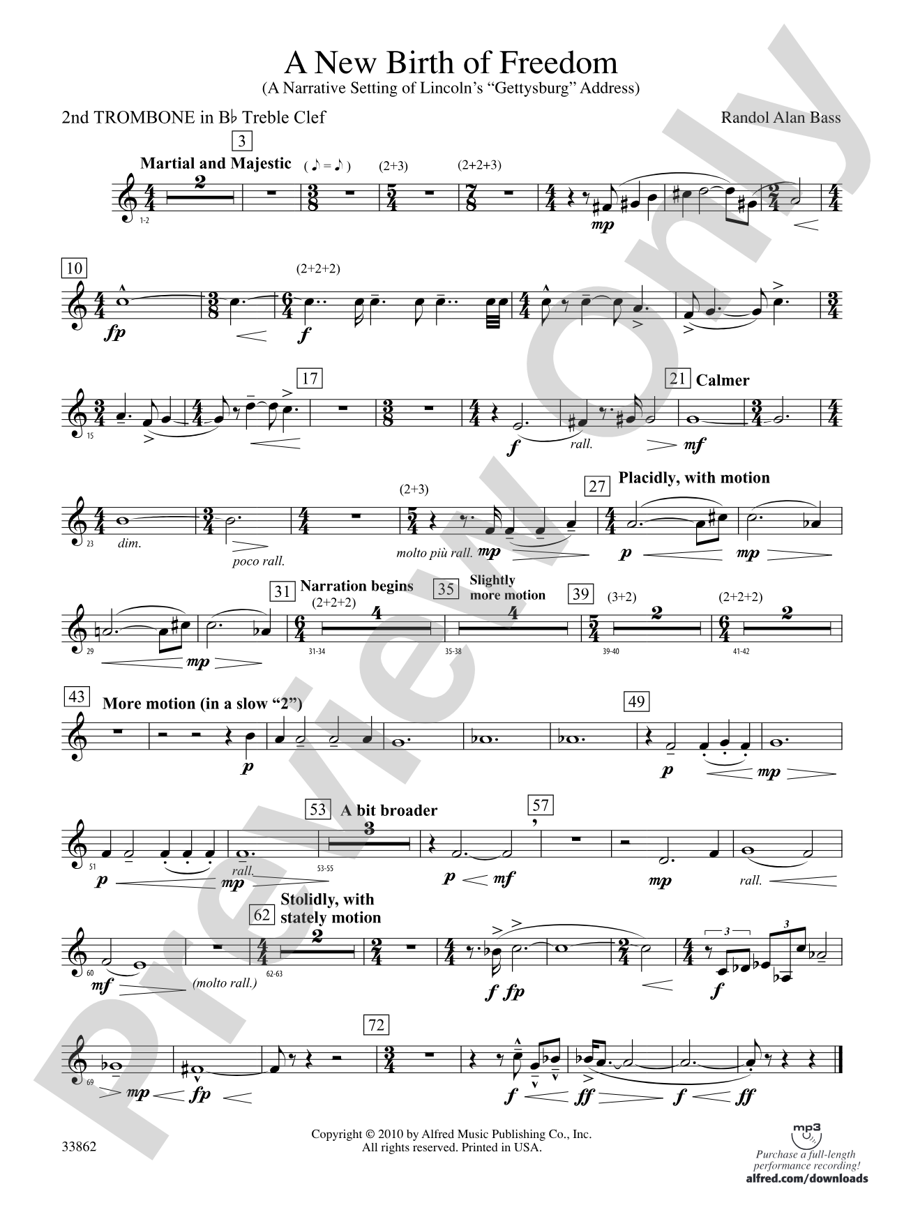 A New Birth of Freedom: (wp) 2nd B-flat Trombone T.C.