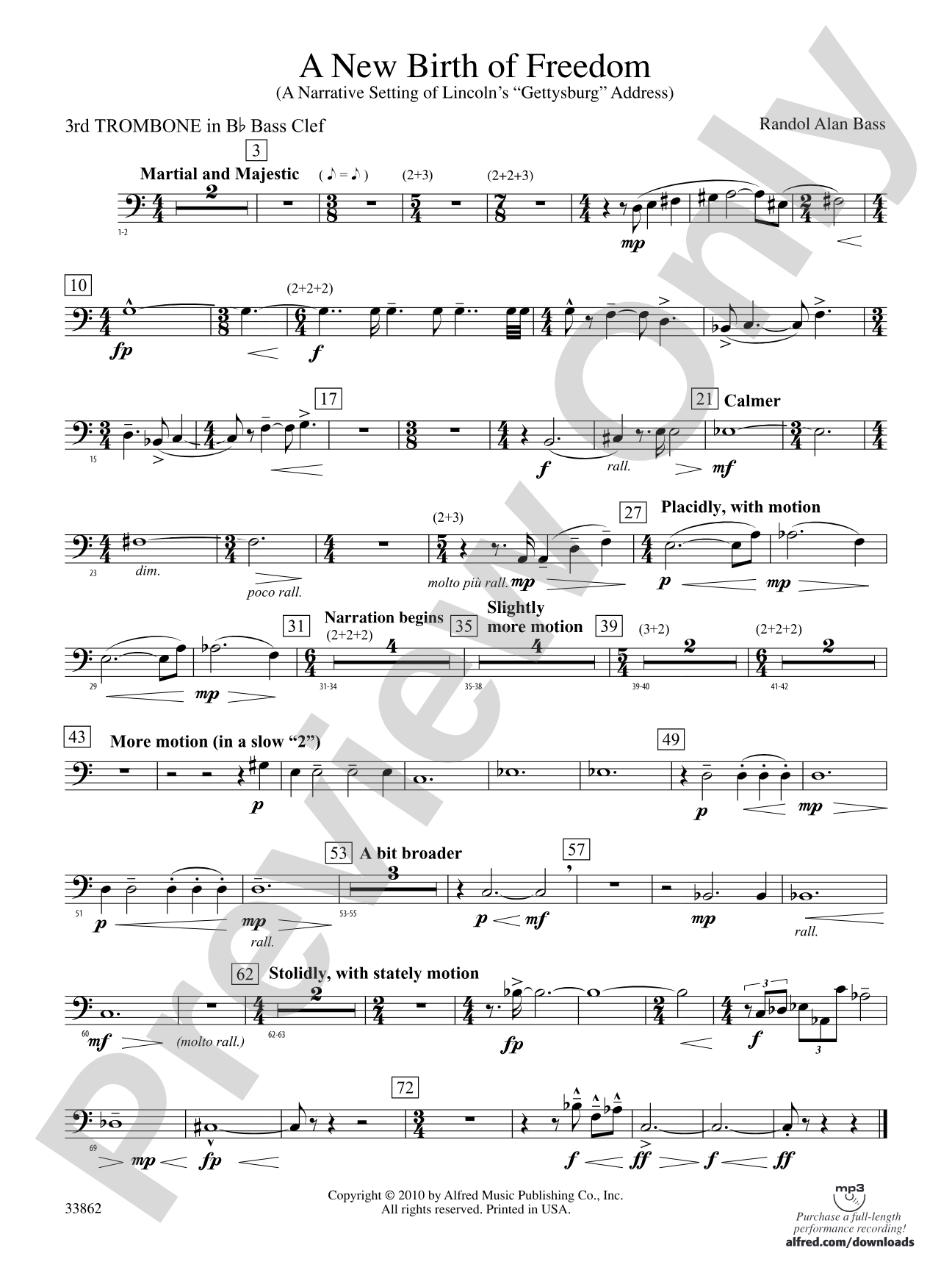 A New Birth of Freedom: (wp) 3rd B-flat Trombone B.C.