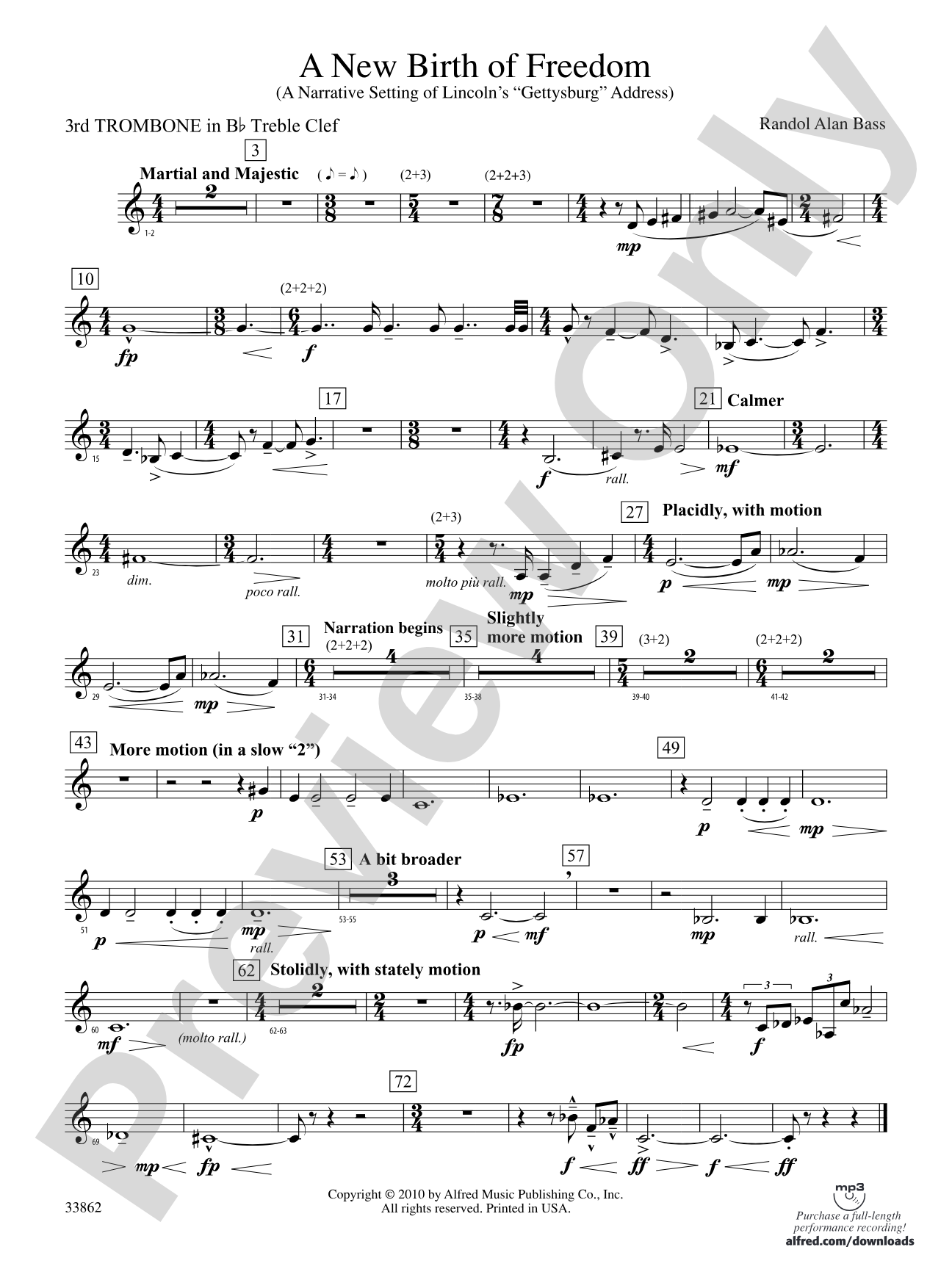 A New Birth of Freedom: (wp) 3rd B-flat Trombone T.C.