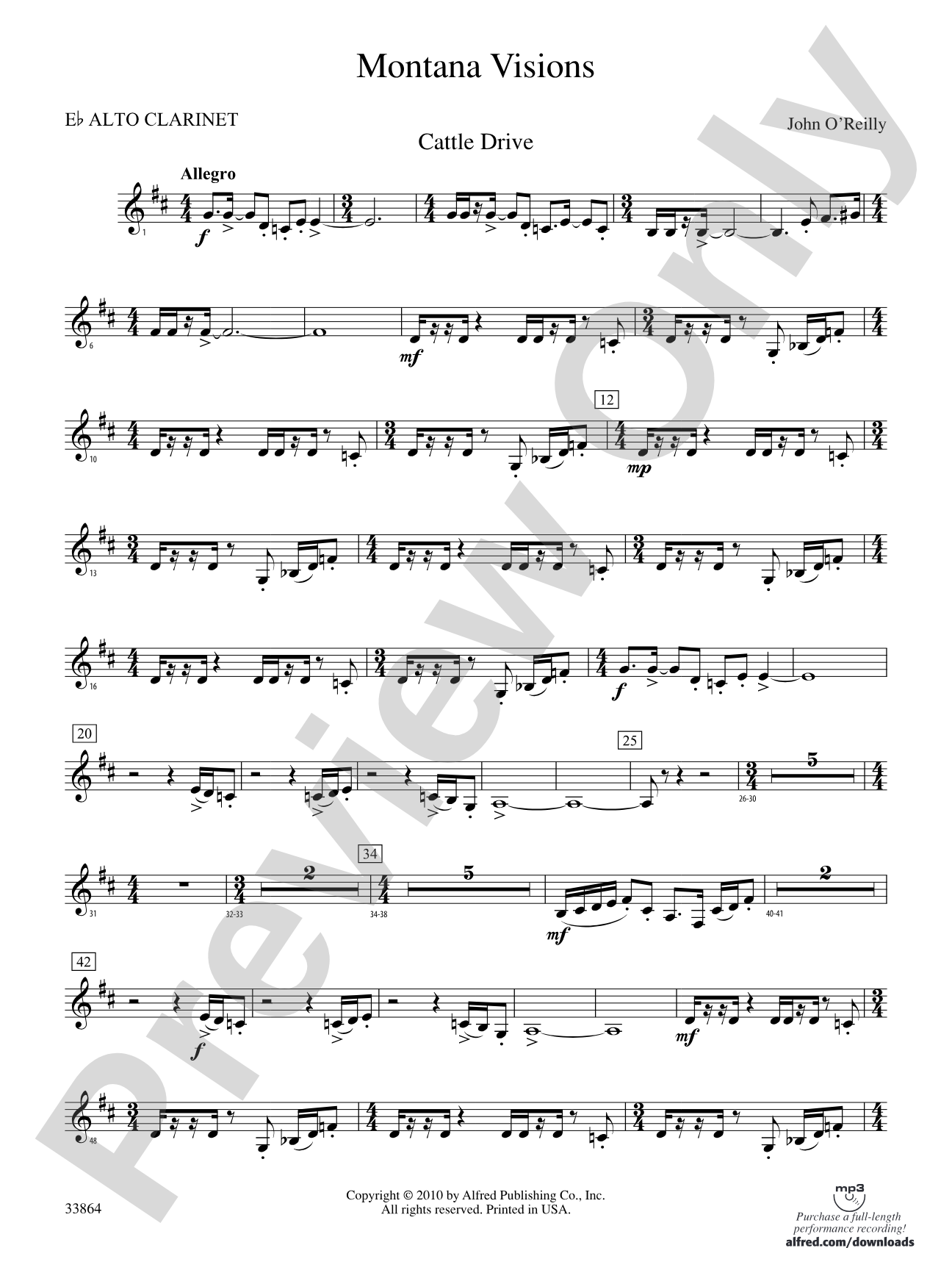 Montana Visions: (wp) E-flat Alto Clarinet
