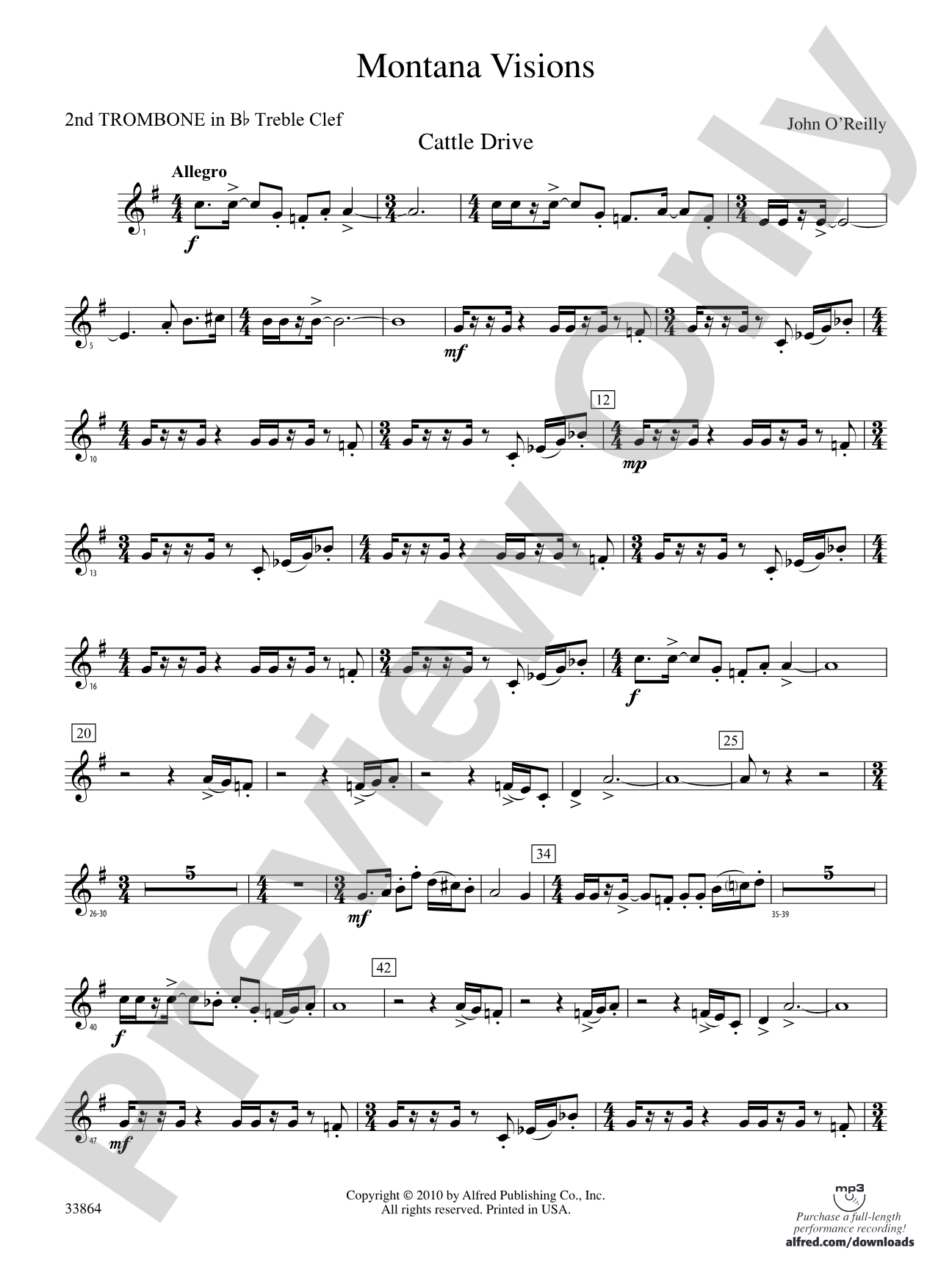 Montana Visions: (wp) 2nd B-flat Trombone T.C.