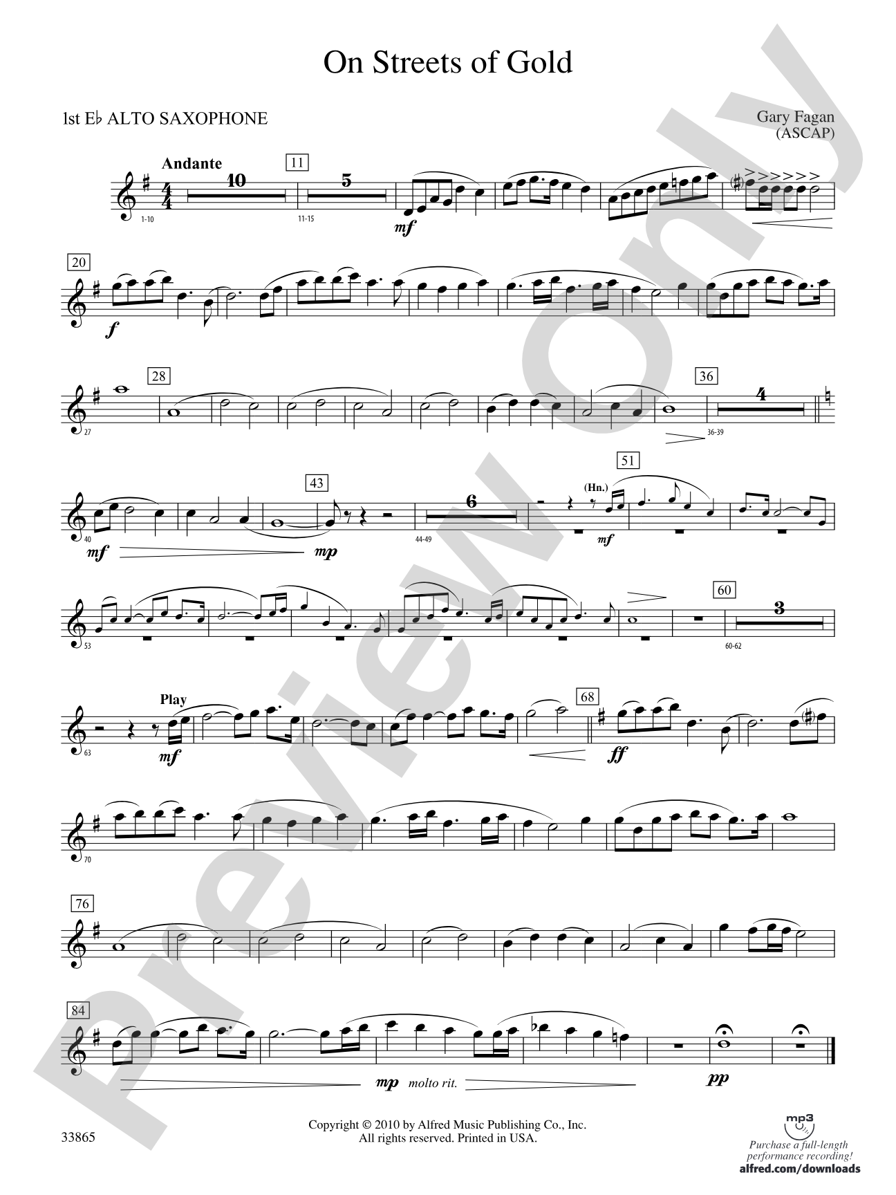 On Streets of Gold: E-flat Alto Saxophone