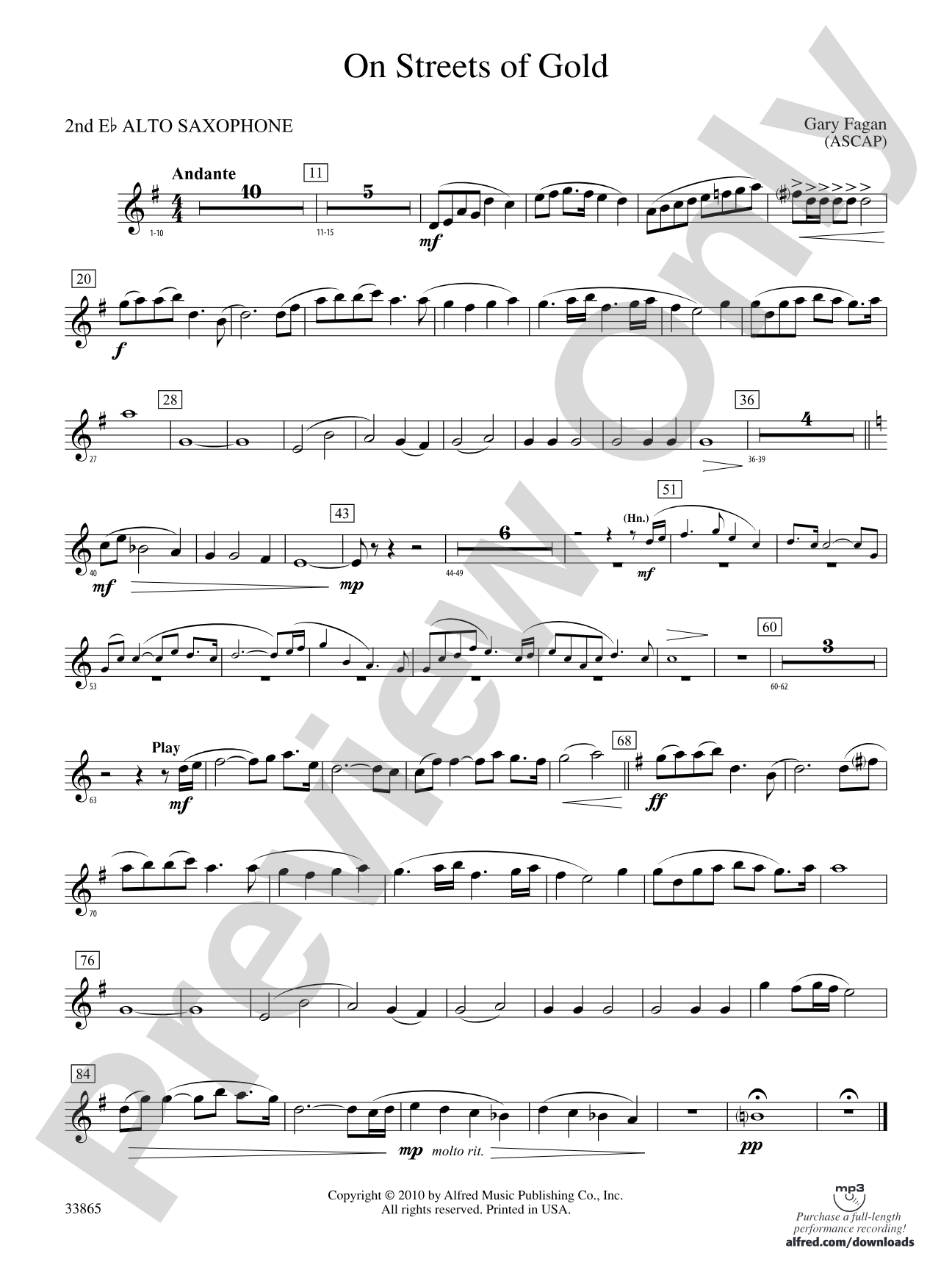 On Streets of Gold: 2nd E-flat Alto Saxophone