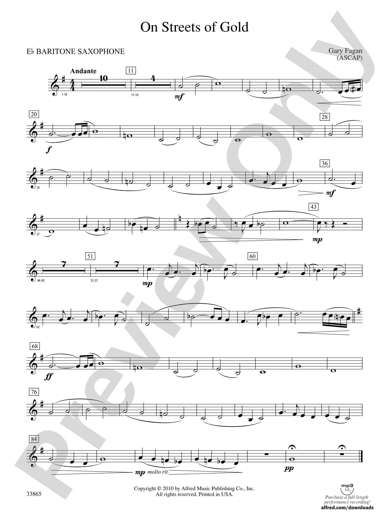 On Streets of Gold: E-flat Baritone Saxophone