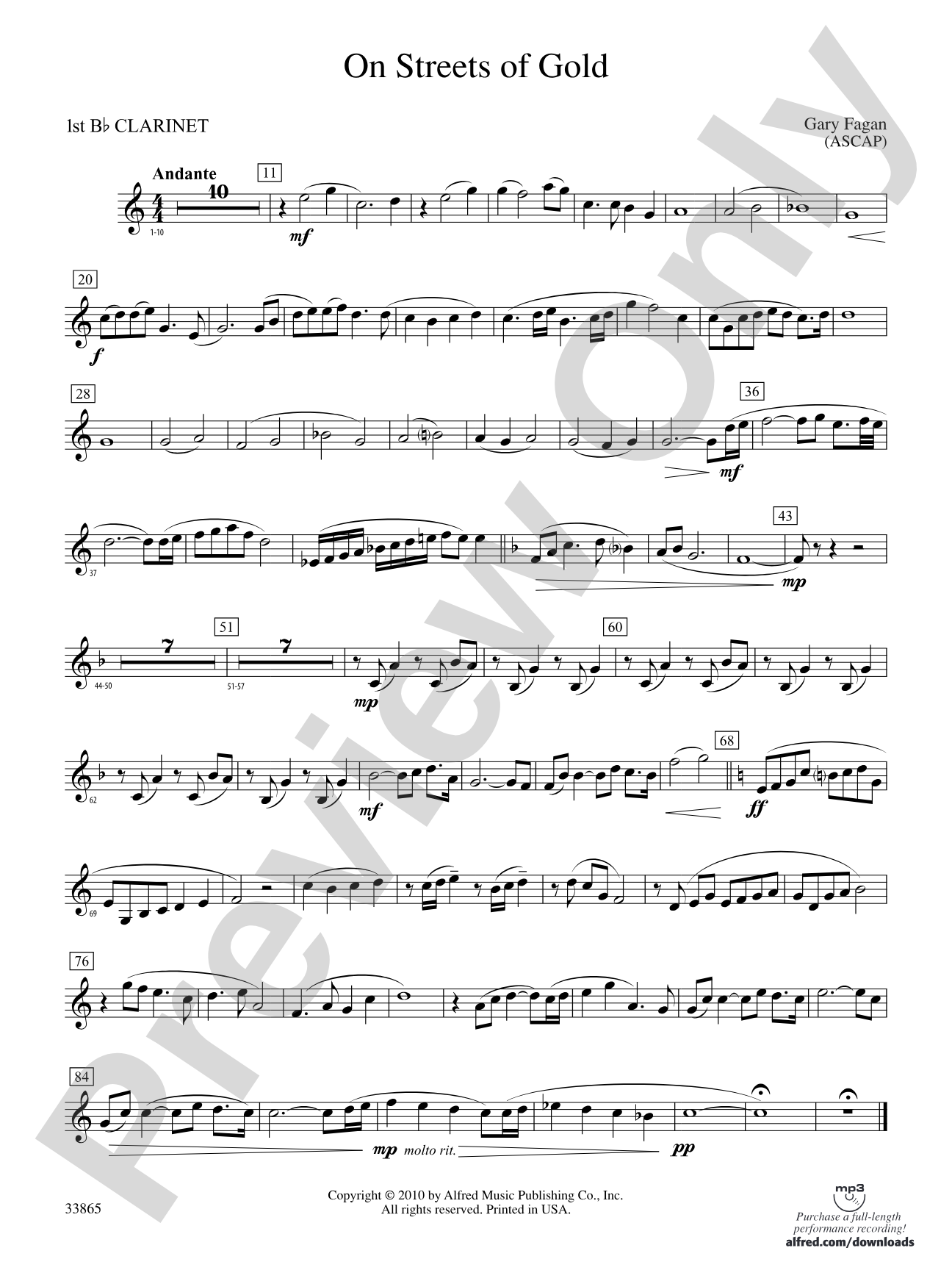 On Streets of Gold: 1st B-flat Clarinet