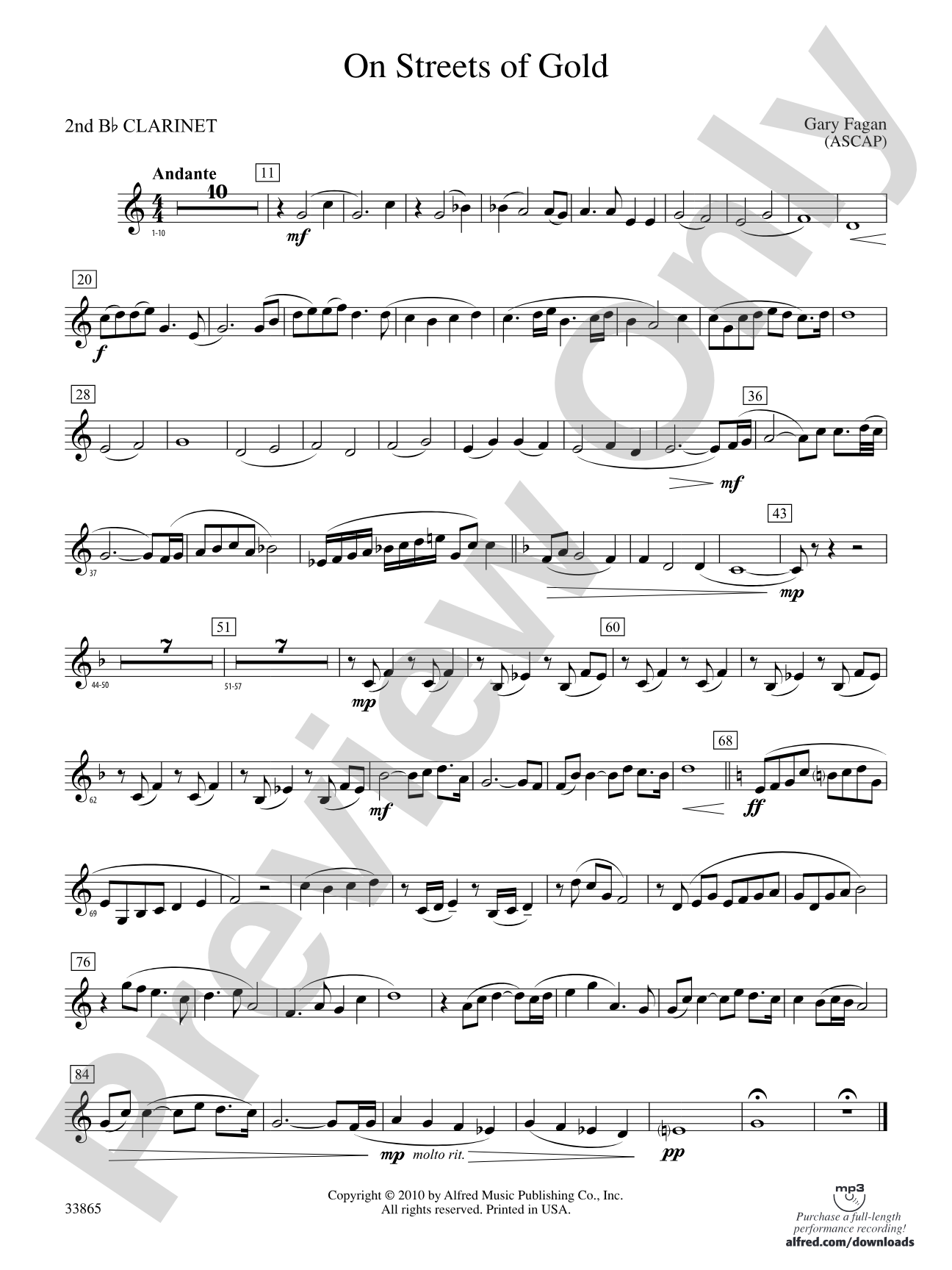 On Streets of Gold: 2nd B-flat Clarinet