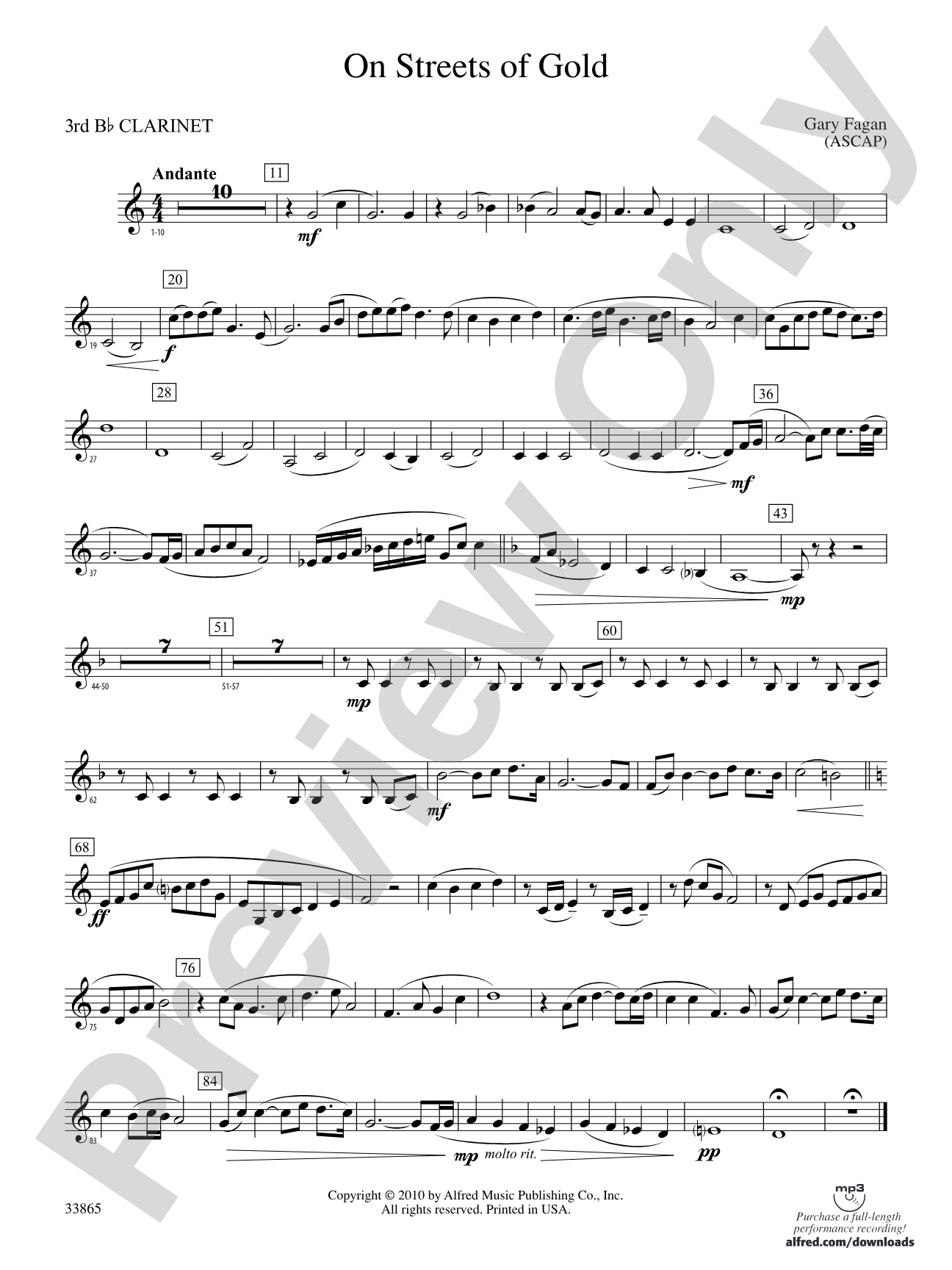 On Streets of Gold: 3rd B-flat Clarinet