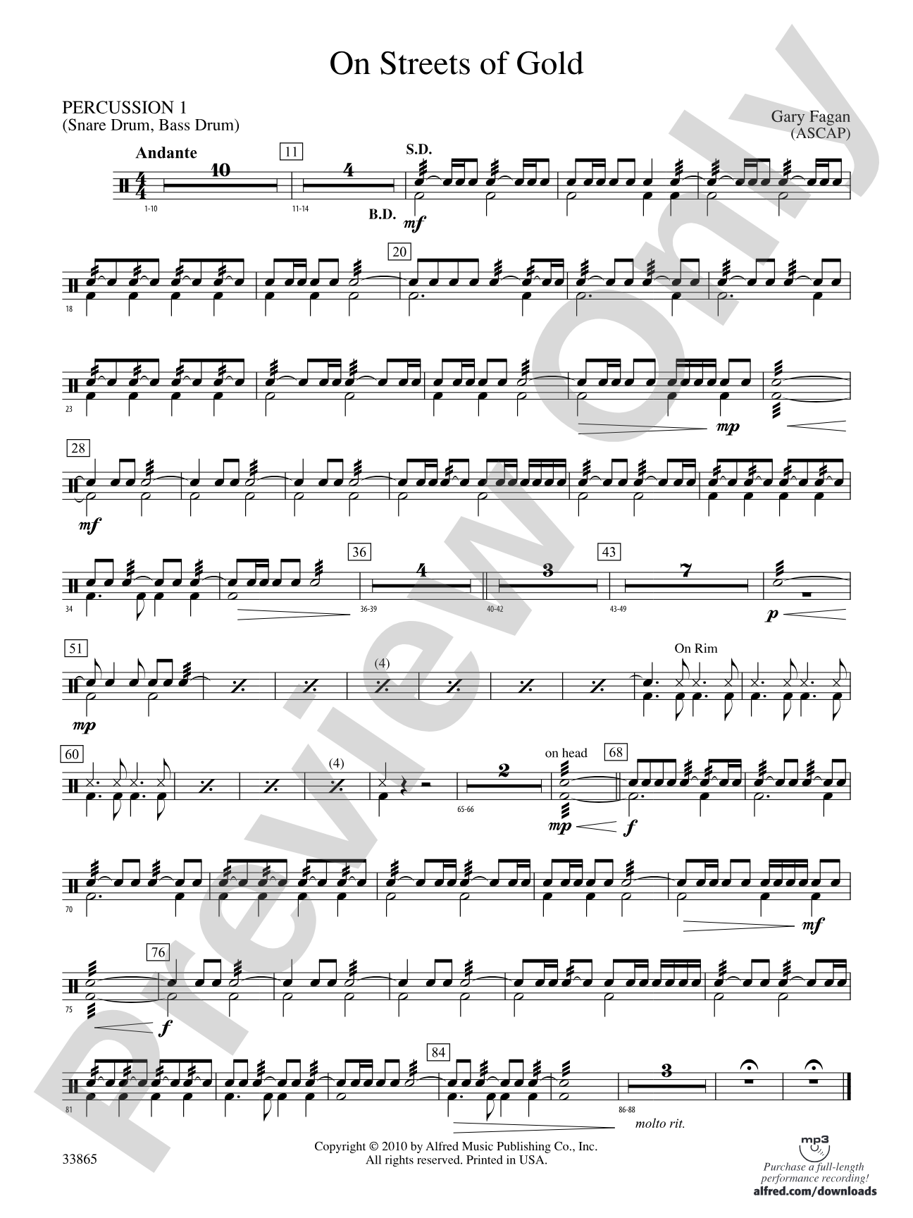 On Streets of Gold: 1st Percussion