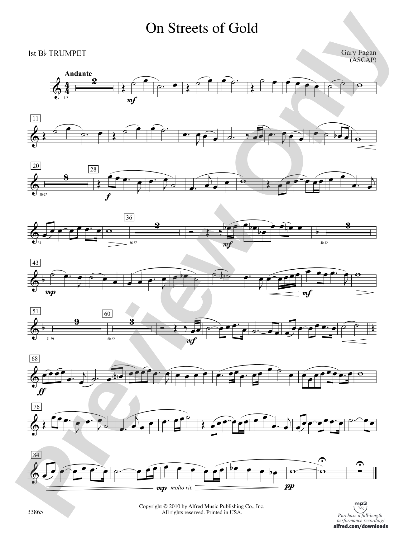 On Streets of Gold: 1st B-flat Trumpet