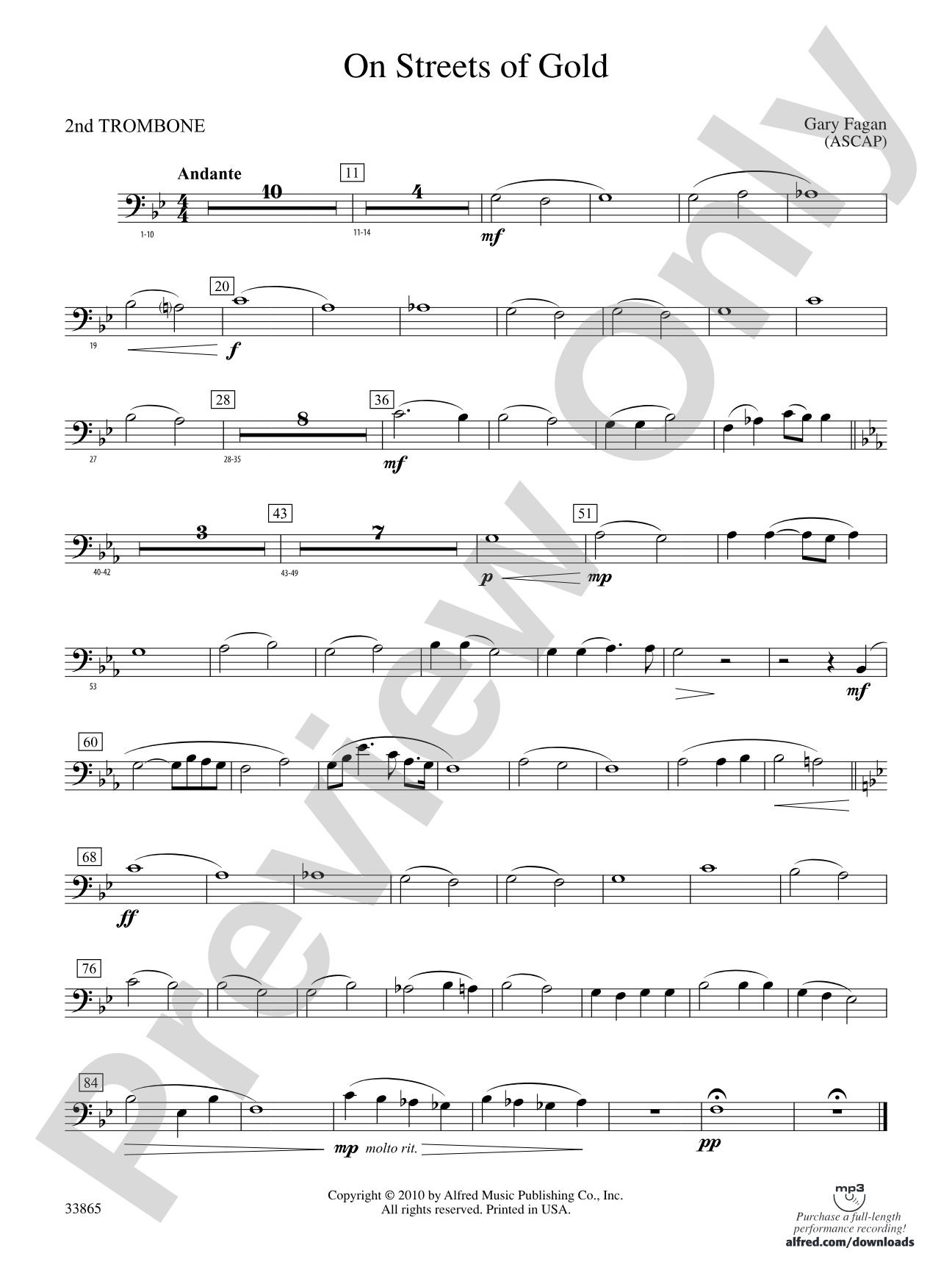 On Streets of Gold: 2nd Trombone