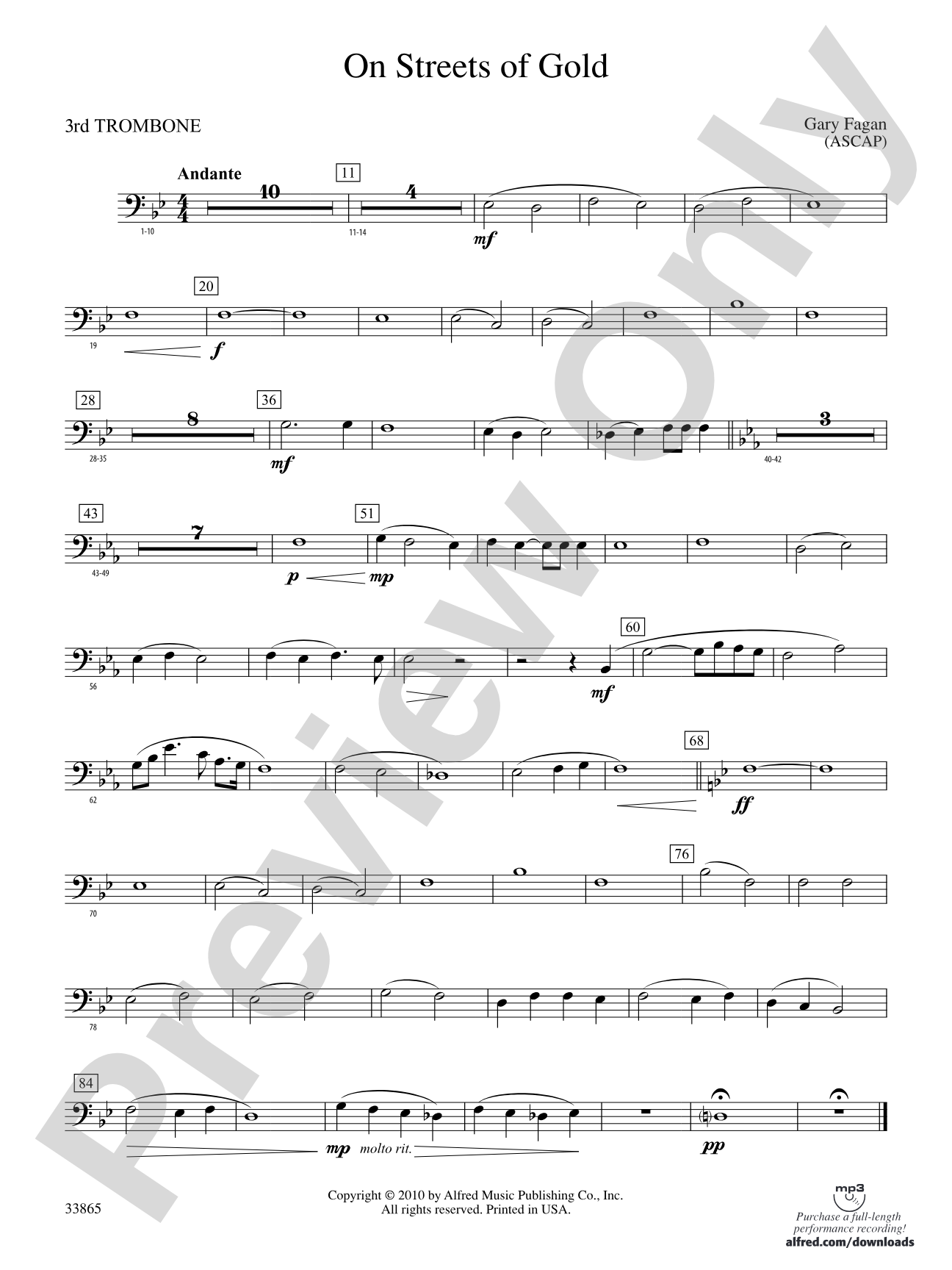 On Streets of Gold: 3rd Trombone