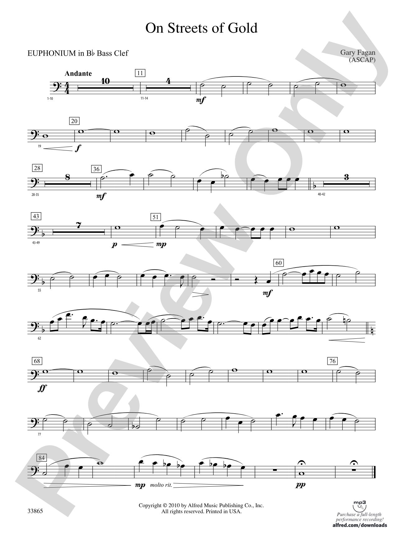 On Streets of Gold: (wp) B-flat Baritone B.C.