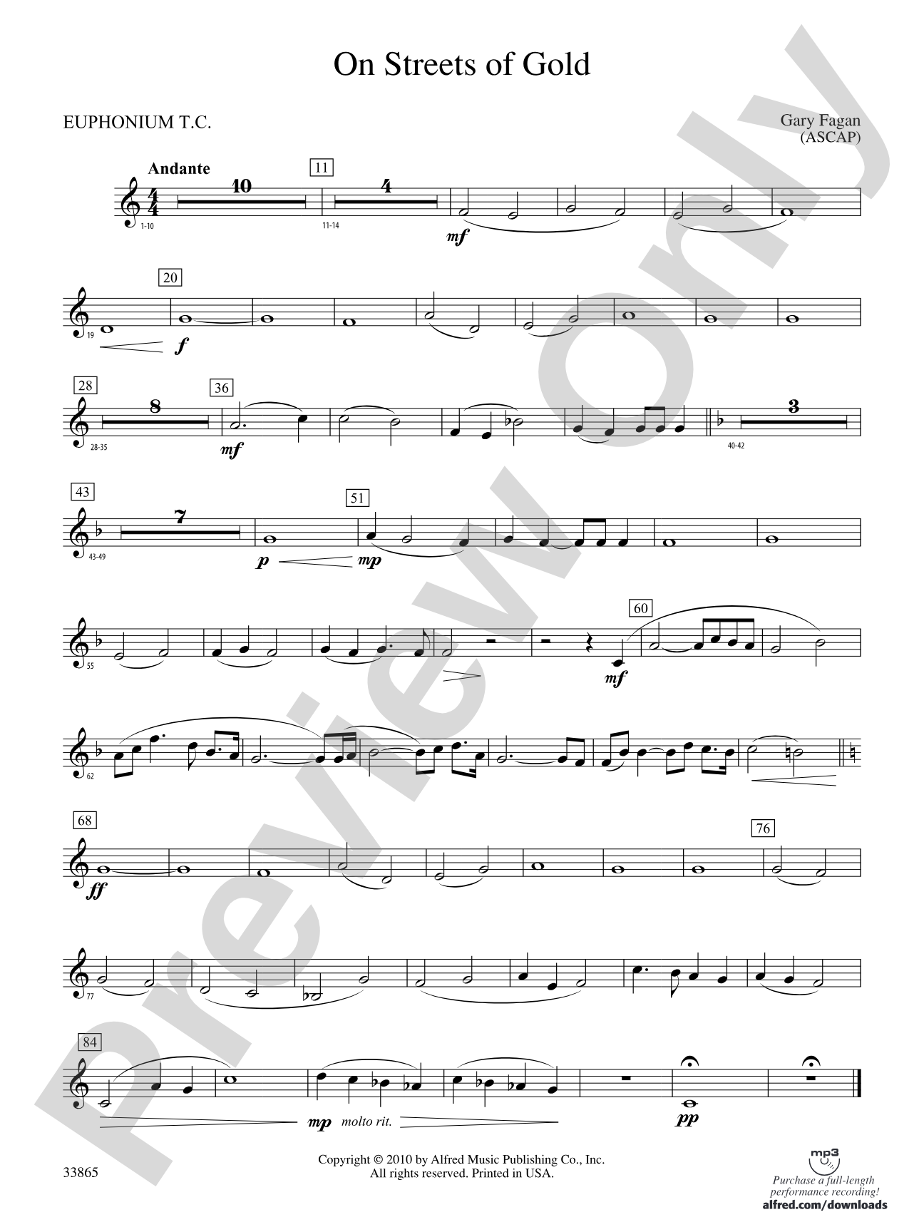 On Streets of Gold: (wp) Baritone T.C.