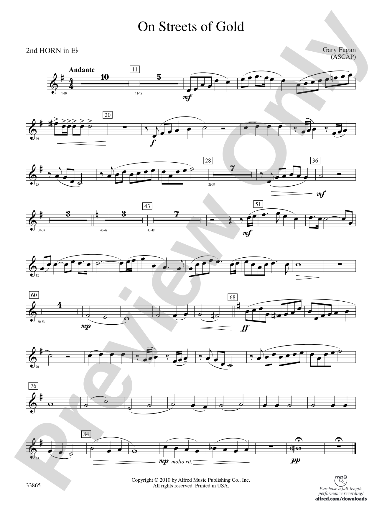 On Streets of Gold: (wp) 2nd Horn in E-flat