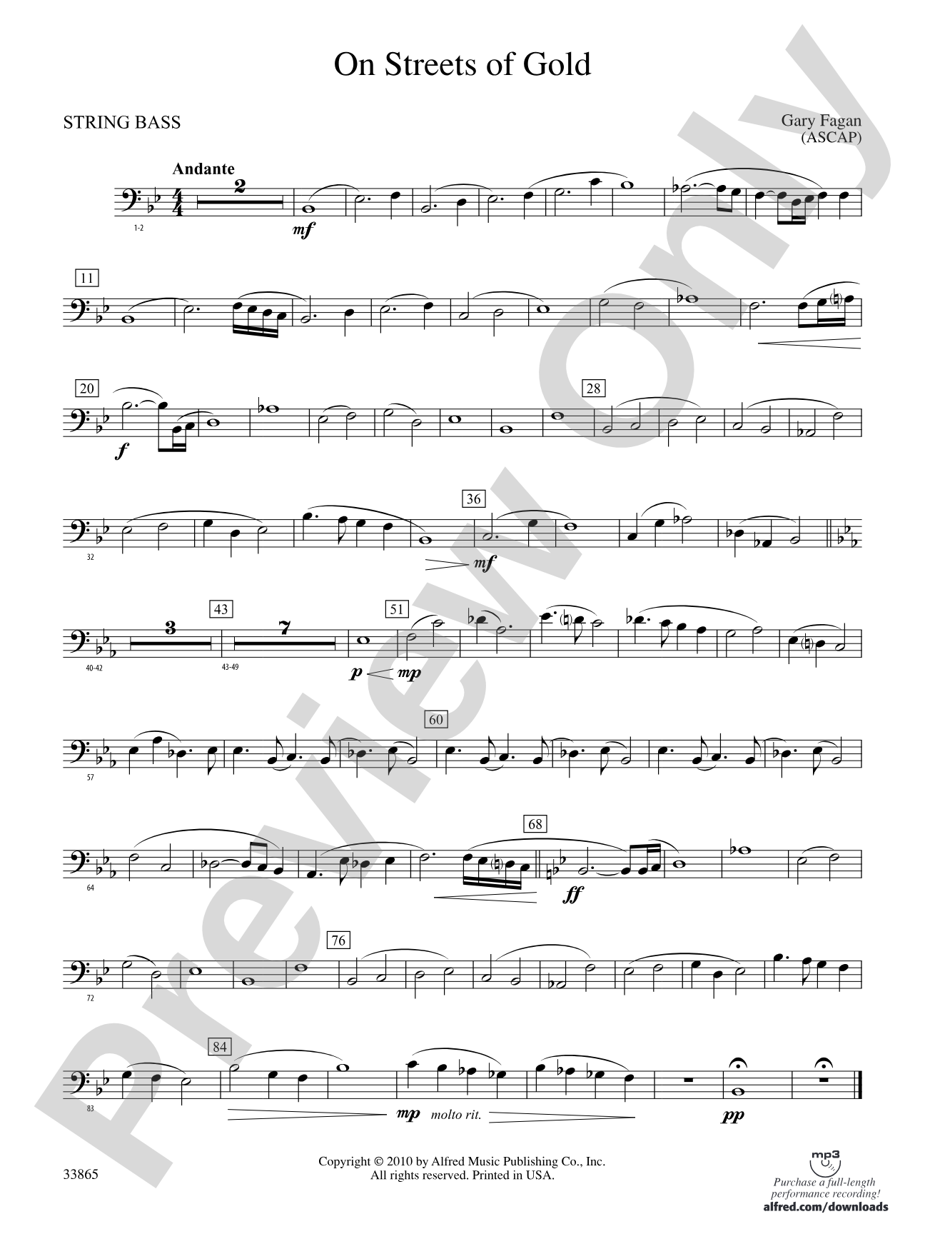 On Streets of Gold: (wp) String Bass