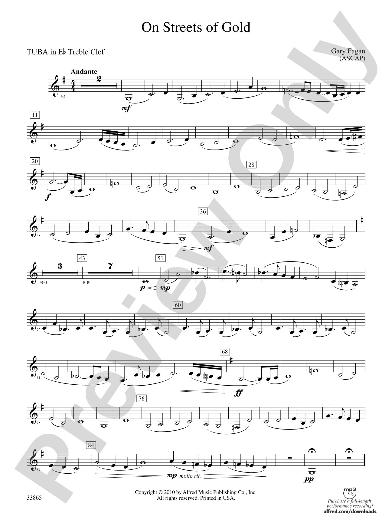 On Streets of Gold: (wp) E-flat Tuba T.C.