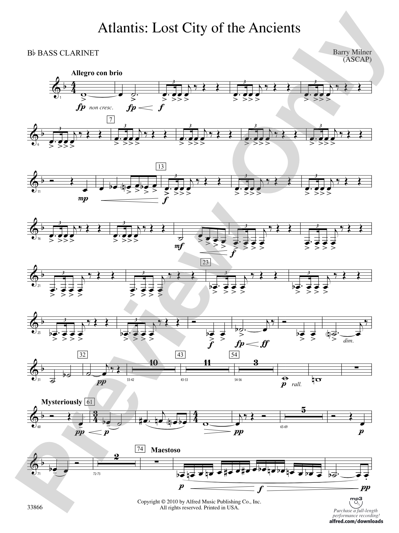 Atlantis: Lost City of the Ancients: B-flat Bass Clarinet