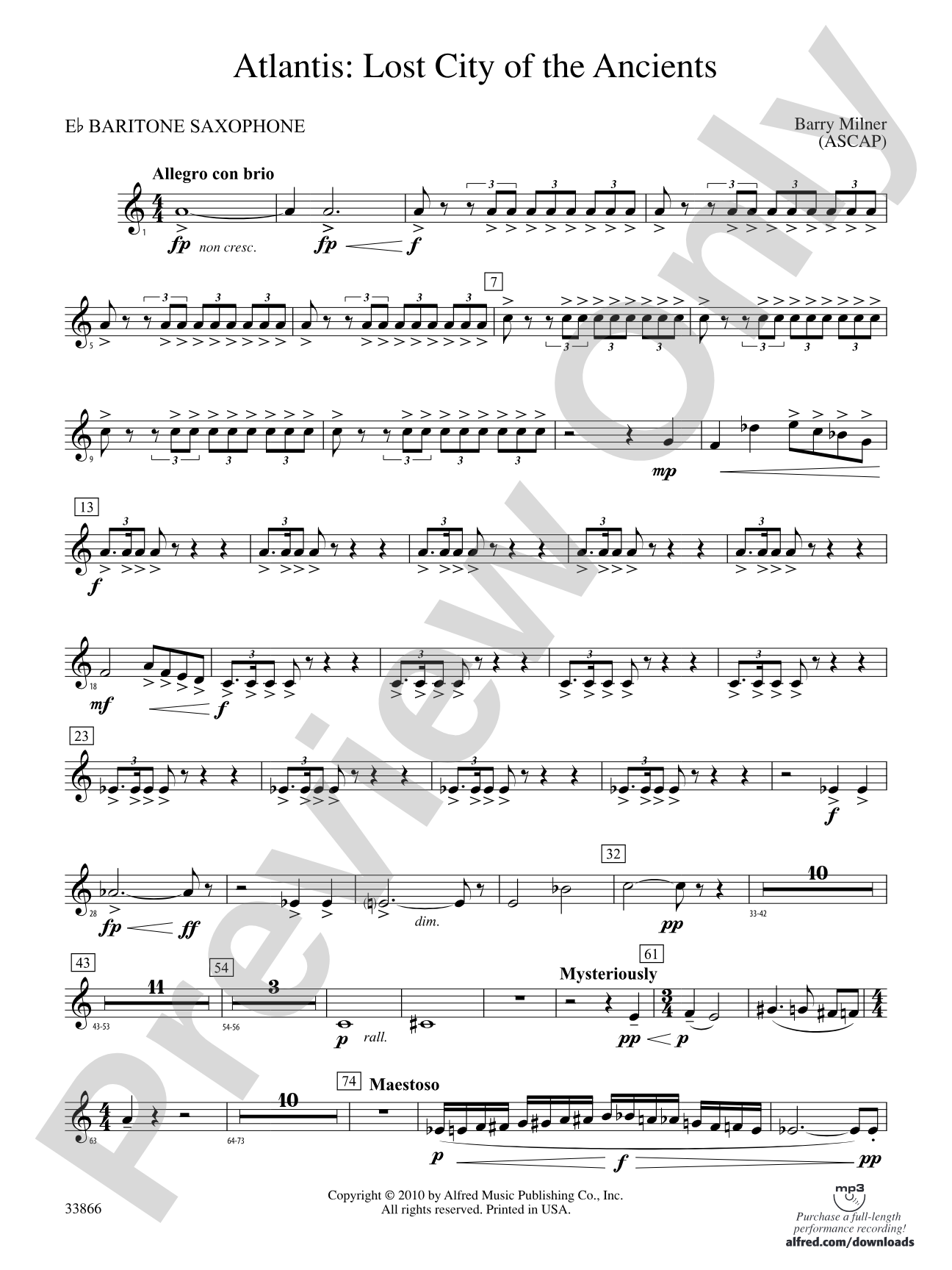Atlantis: Lost City of the Ancients: E-flat Baritone Saxophone