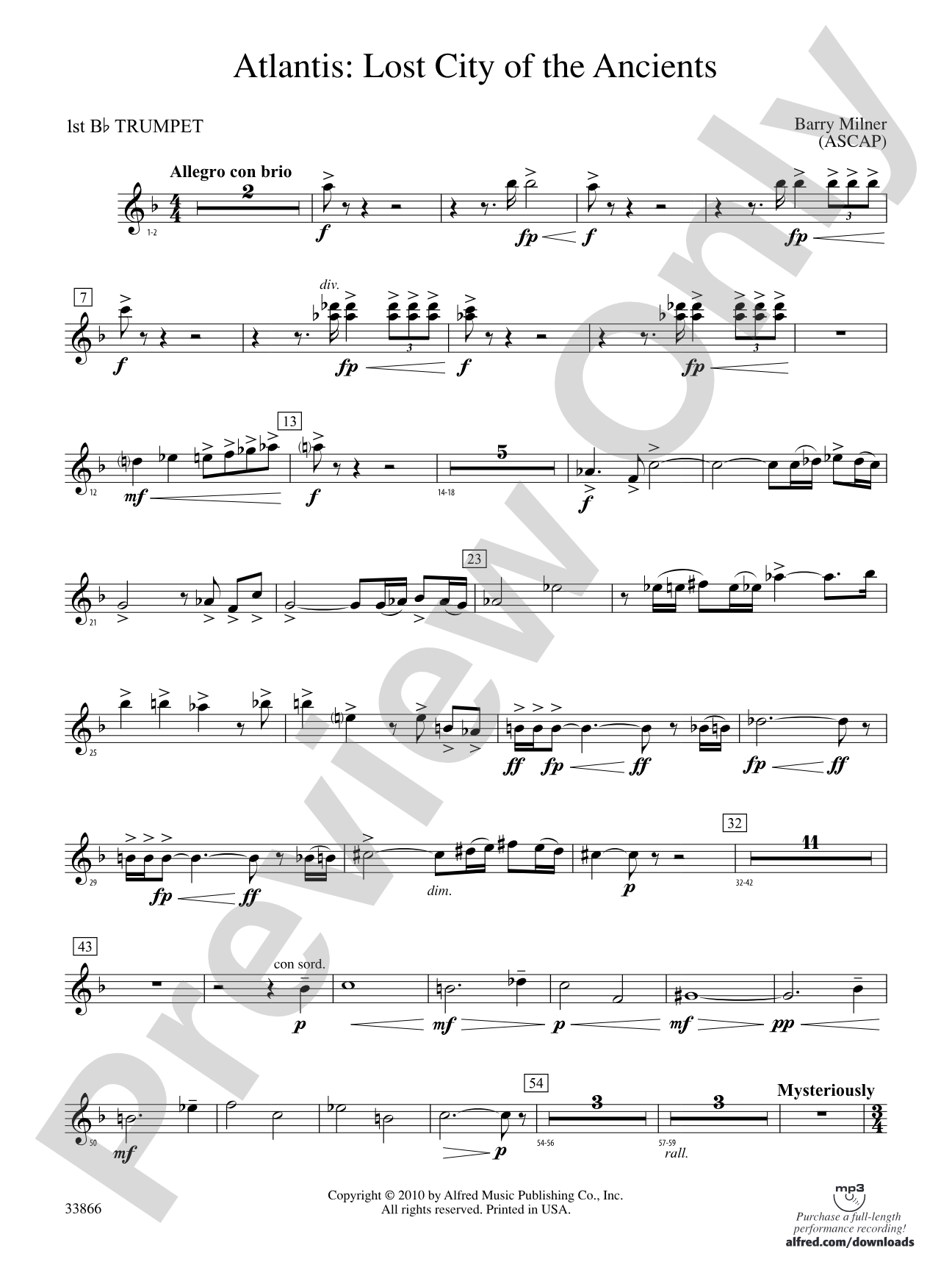 Atlantis: Lost City of the Ancients: 1st B-flat Trumpet