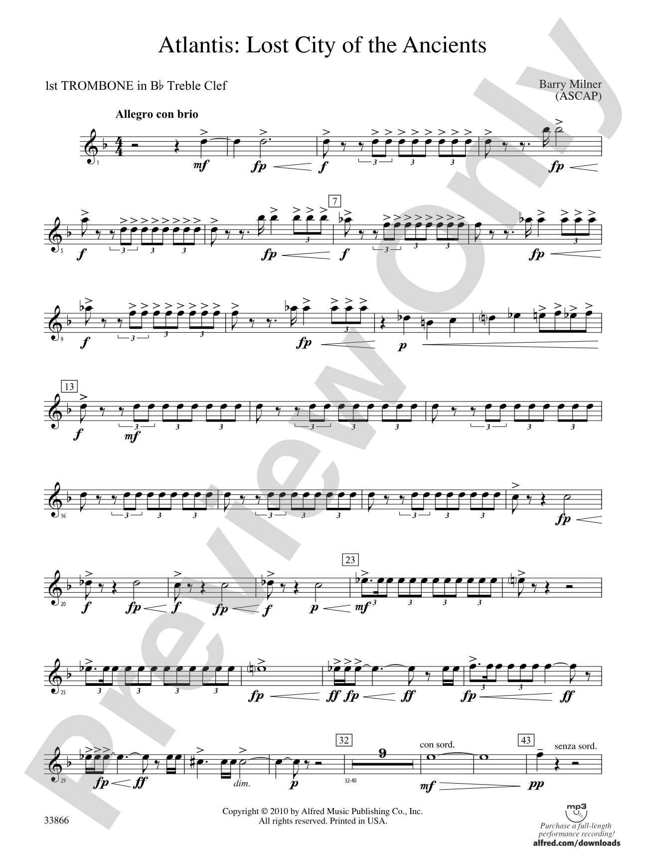 Atlantis: (wp) 1st B-flat Trombone T.C.