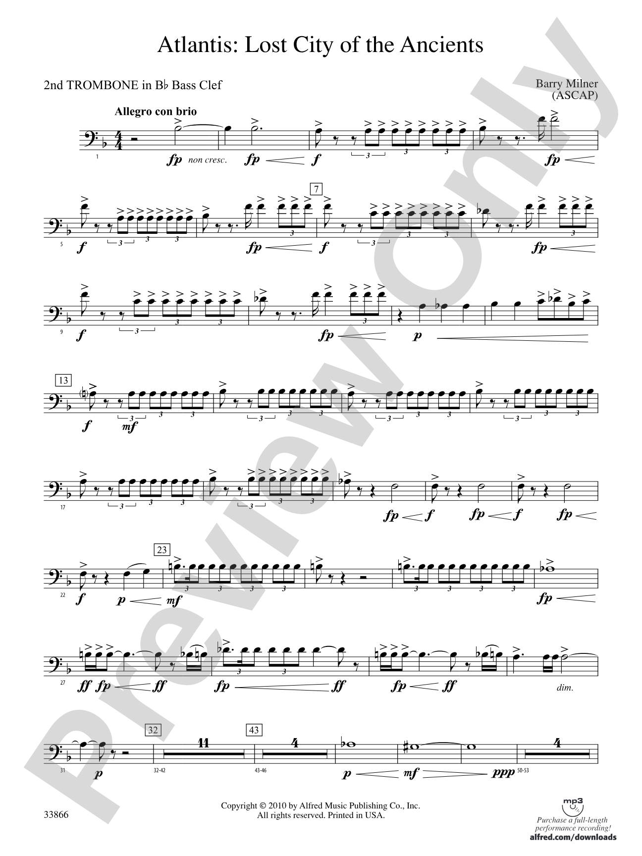 Atlantis: (wp) 2nd B-flat Trombone B.C.