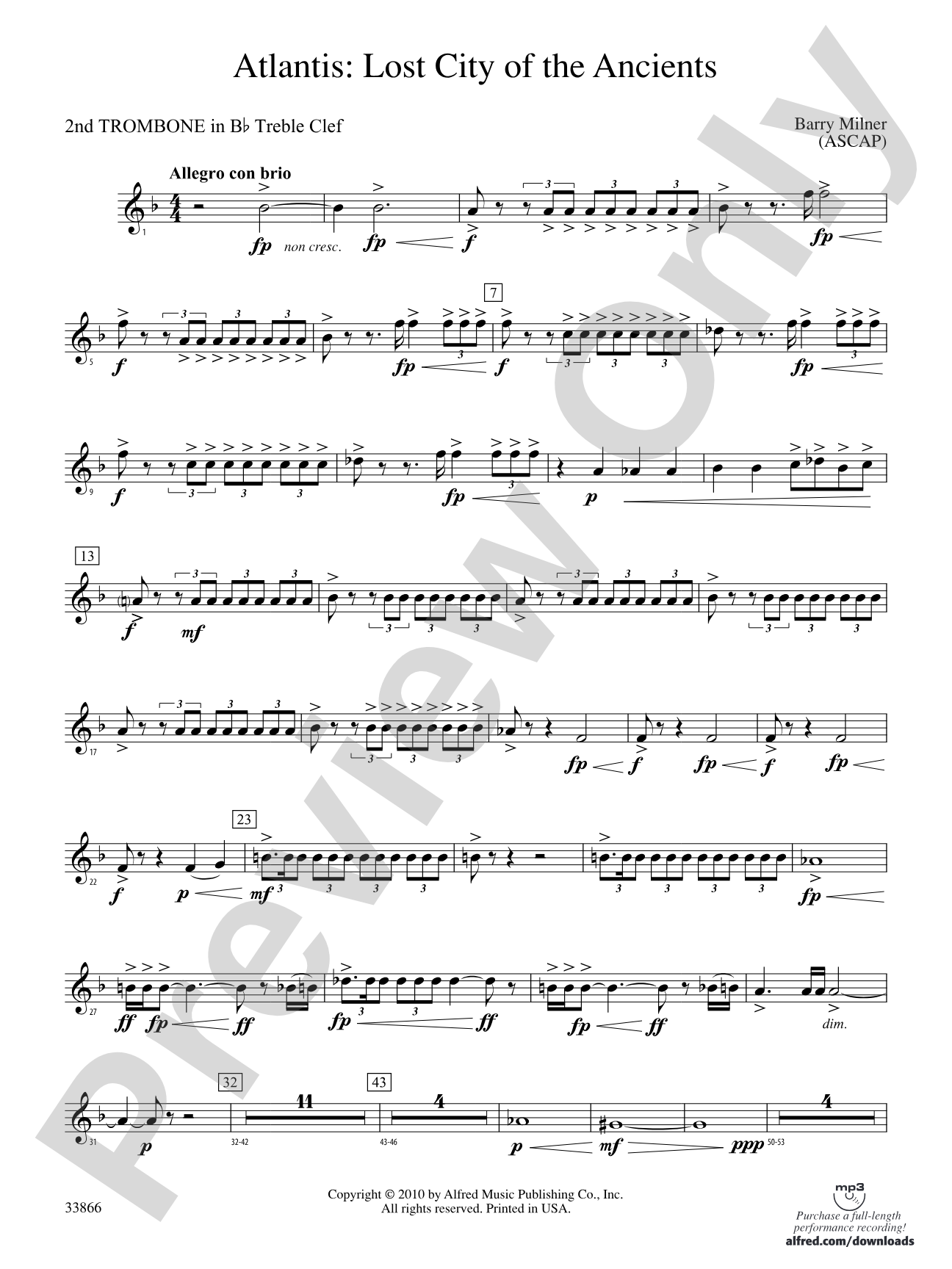 Atlantis: (wp) 2nd B-flat Trombone T.C.