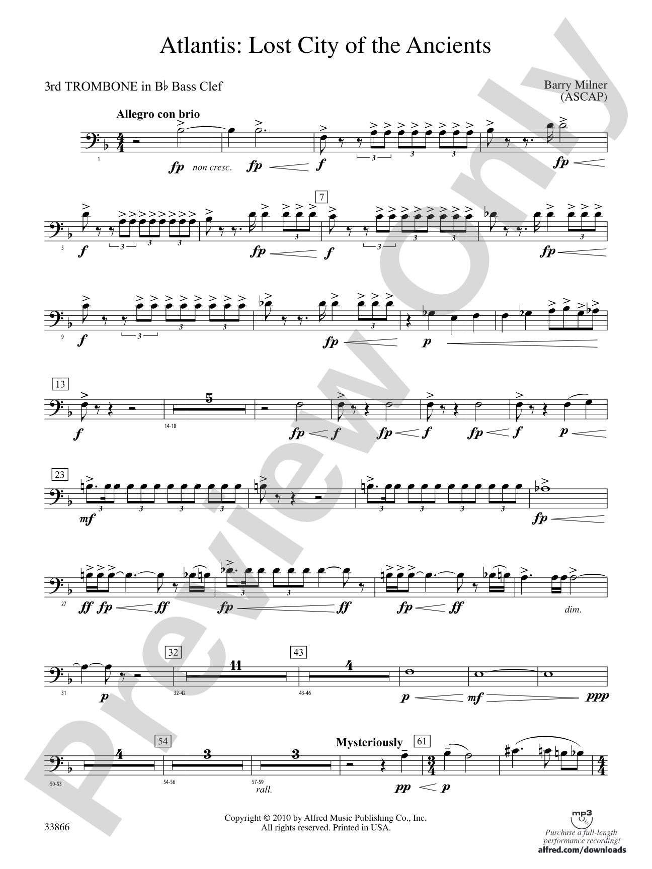 Atlantis: (wp) 3rd B-flat Trombone B.C.