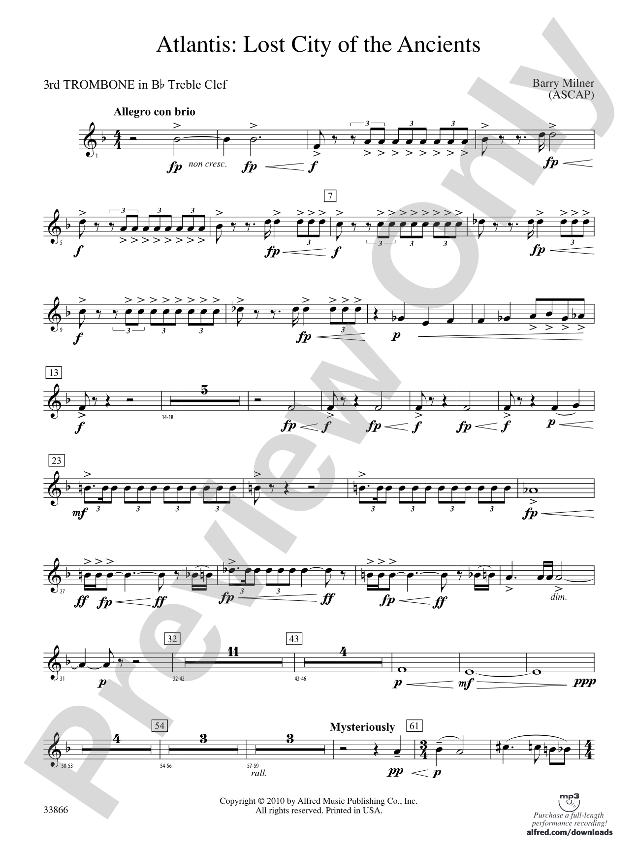 Atlantis: (wp) 3rd B-flat Trombone T.C.