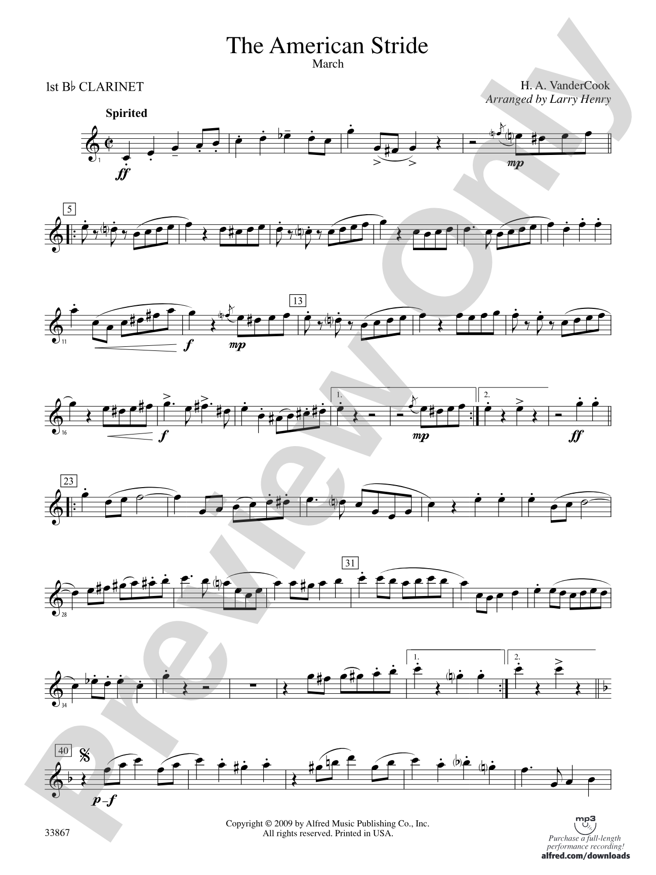 The American Stride: 1st B-flat Clarinet