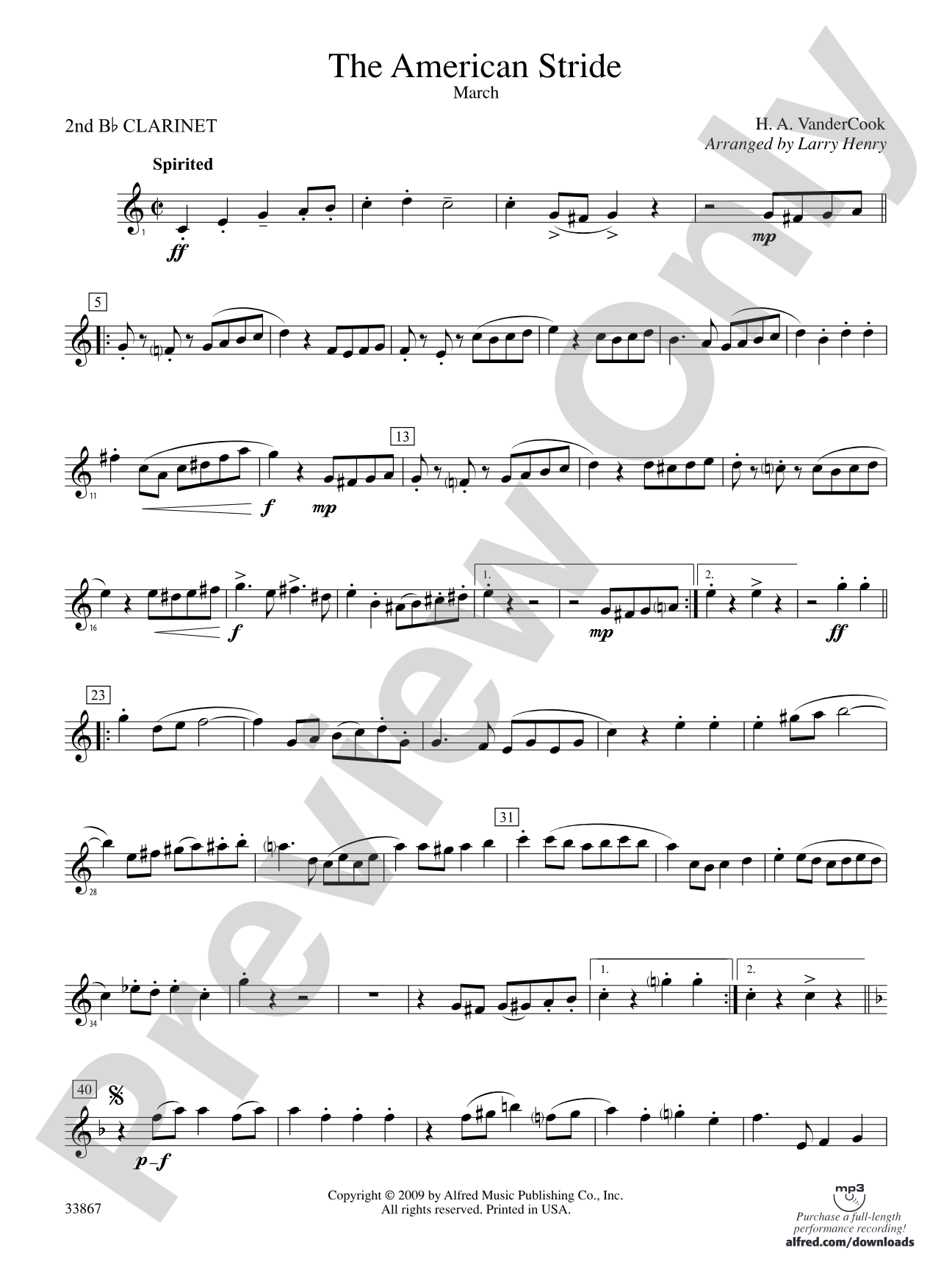 The American Stride: 2nd B-flat Clarinet