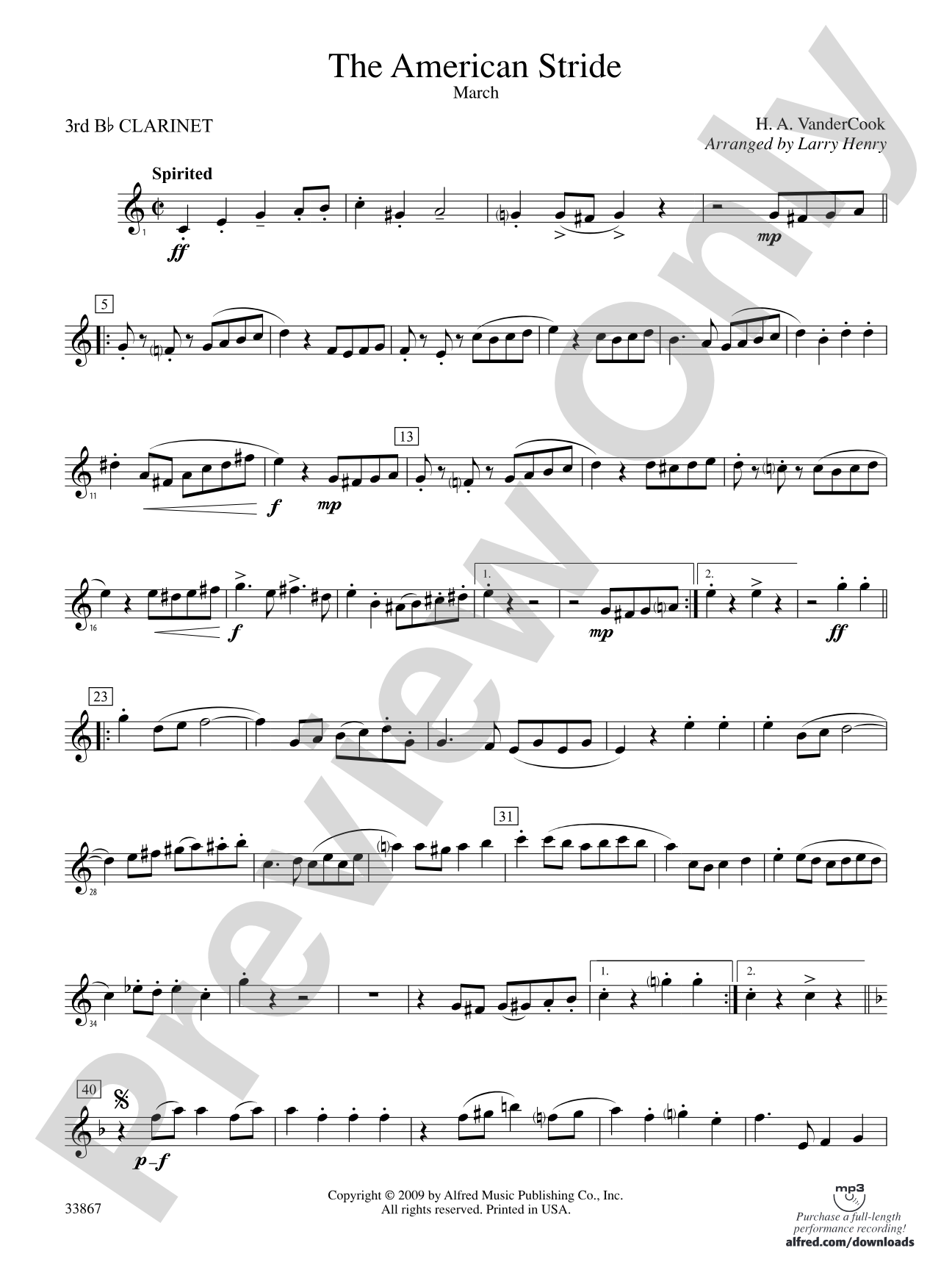 The American Stride: 3rd B-flat Clarinet