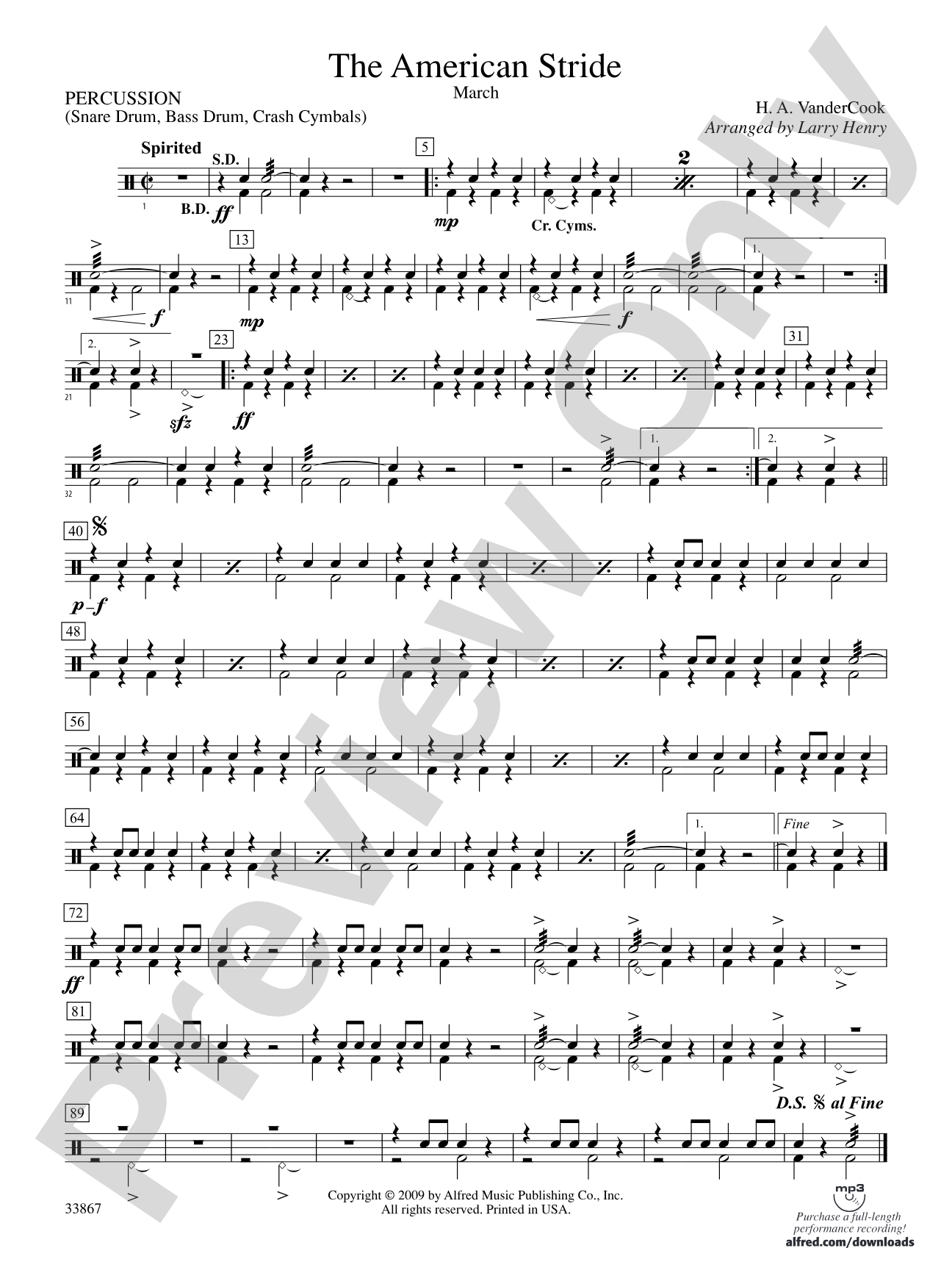 The American Stride: 1st Percussion