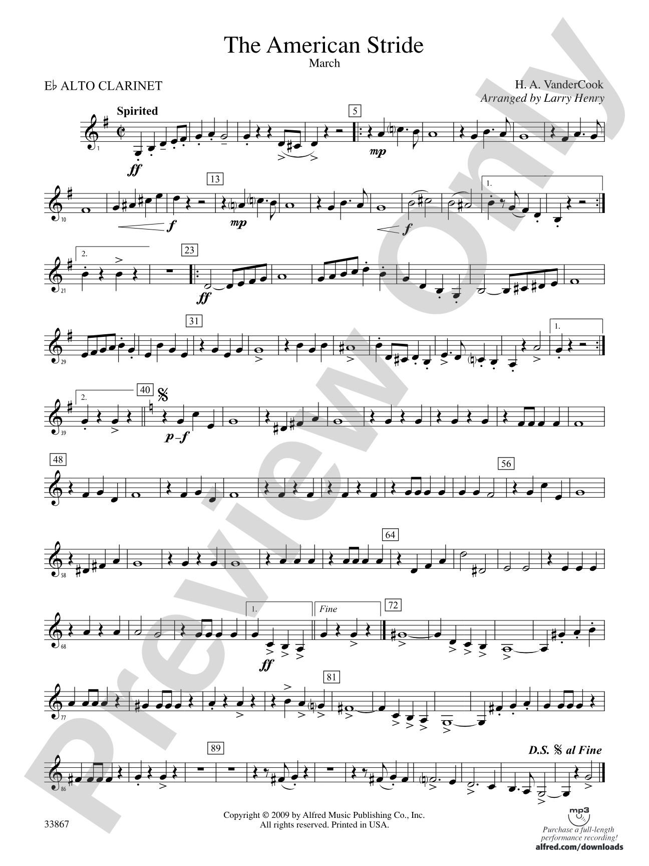 The American Stride: (wp) E-flat Alto Clarinet