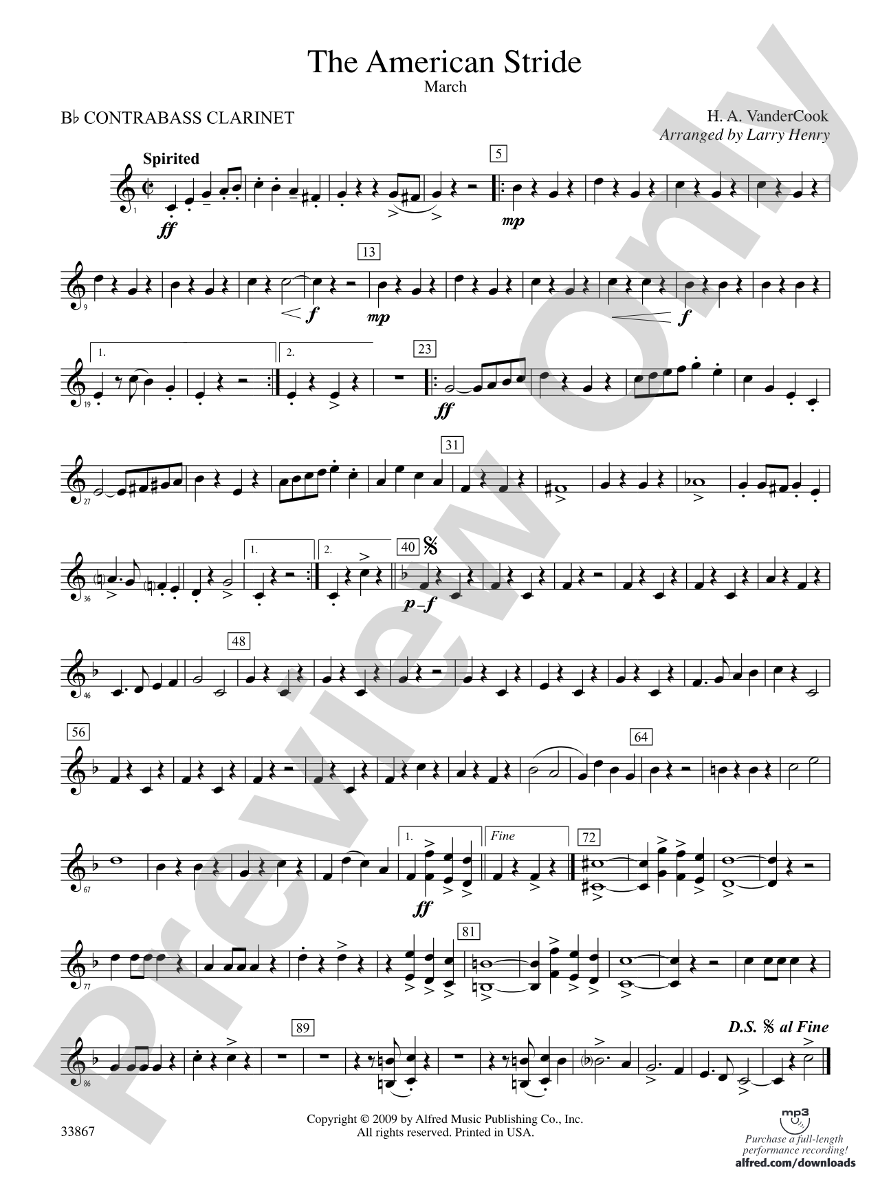 The American Stride: (wp) B-flat Contrabass Clarinet
